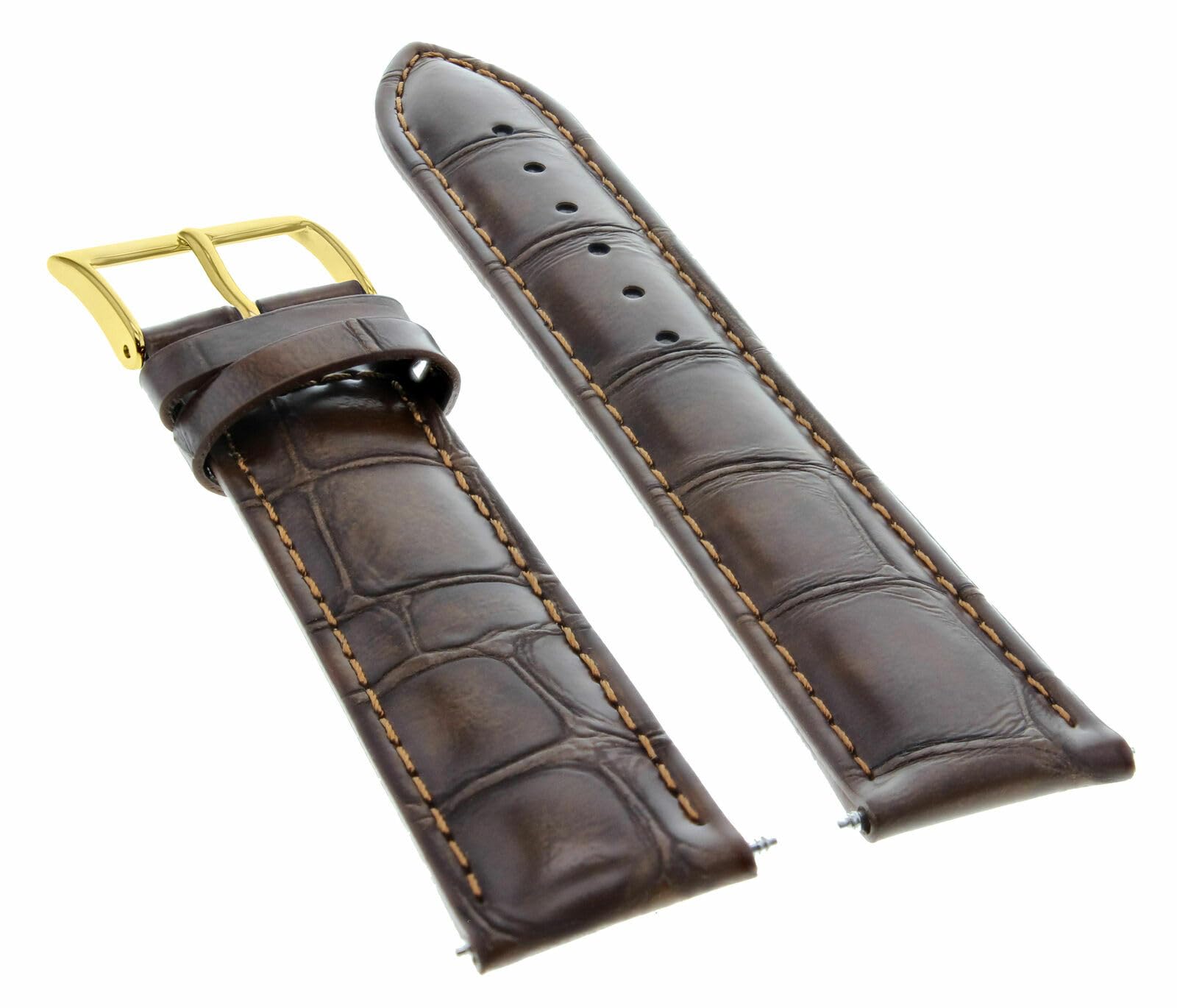 19mm Genuine Leather Watch Band Strap for Omega Speedmaster & Seamaster - Dark Brown with Gold Buckle | Replacement Watch Strap for Men's Luxury Watches | Perfect for Business, Casual & Formal Occasions
