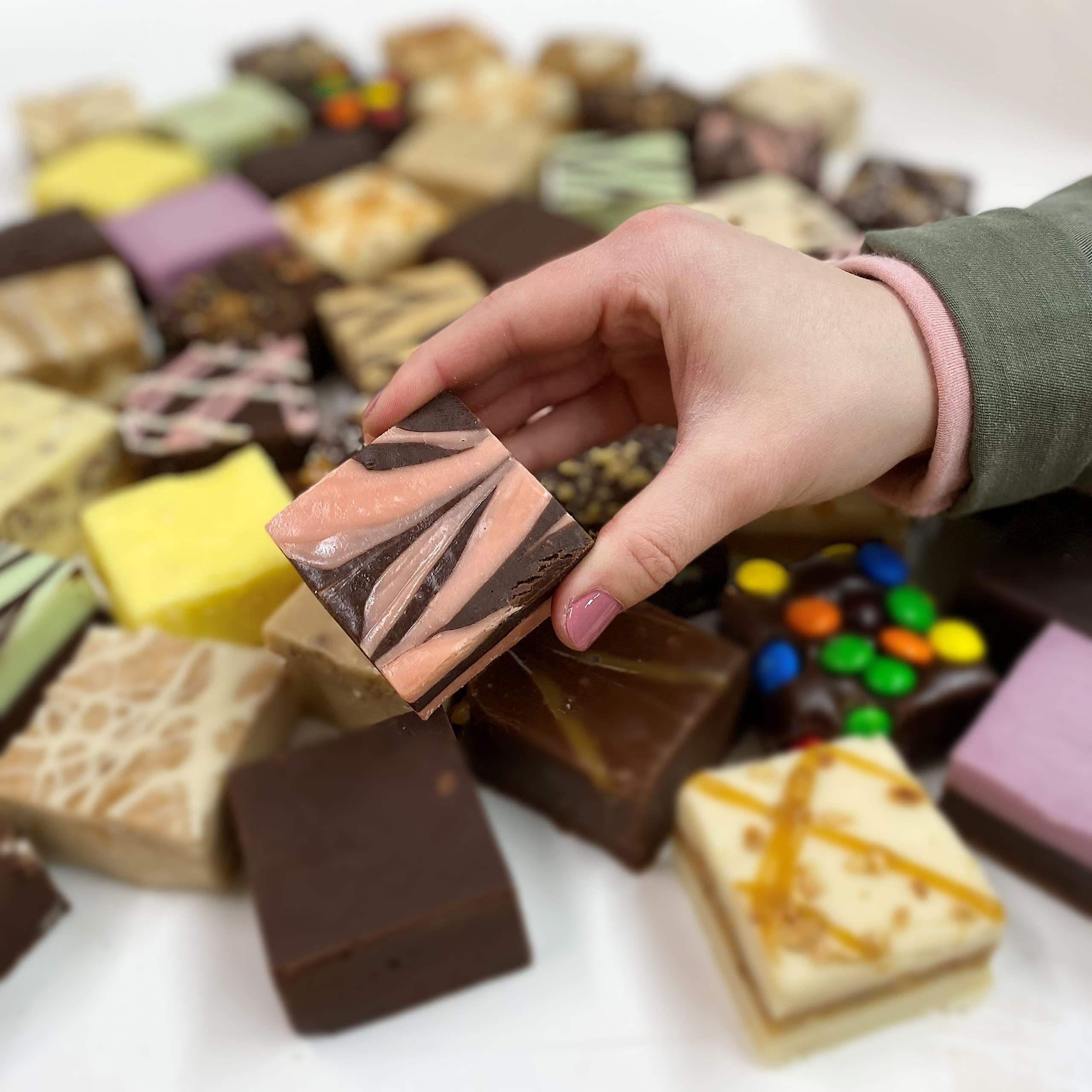Premium Amaretto Chocolate Fudge - Handcrafted Artisan Candy with Real Butter - Gourmet Half Pound Gift Box - Perfect for Holidays, Parties & Sweet Treats