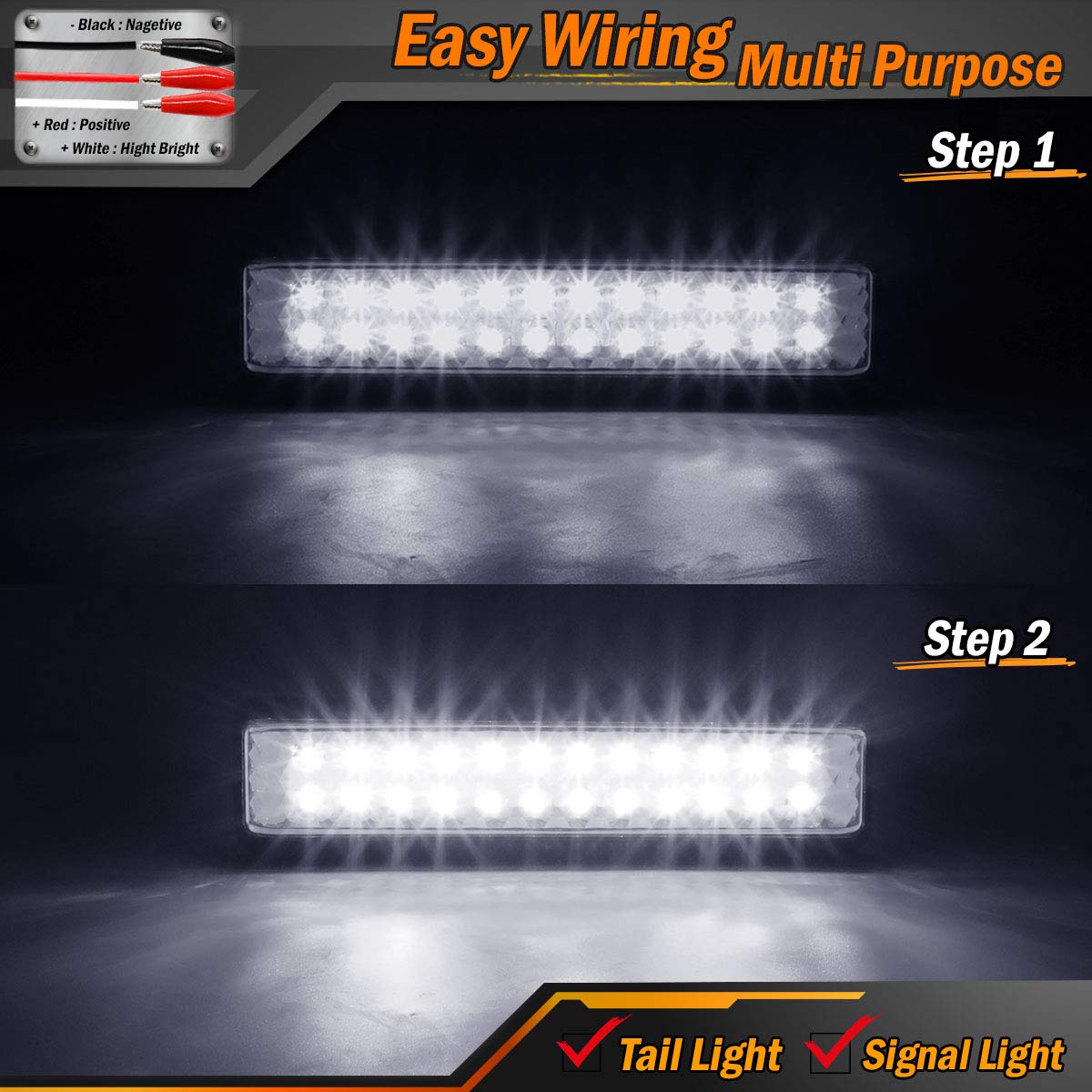Meerkatt 8 Inch Smoked Lens White LED Clearance Light - Waterproof Reverse Backup Lamp for Trucks, Trailers, Pickups & Boats (12V DC Universal, Pack of 1) - Perfect for Night Driving & Off-Road Safety