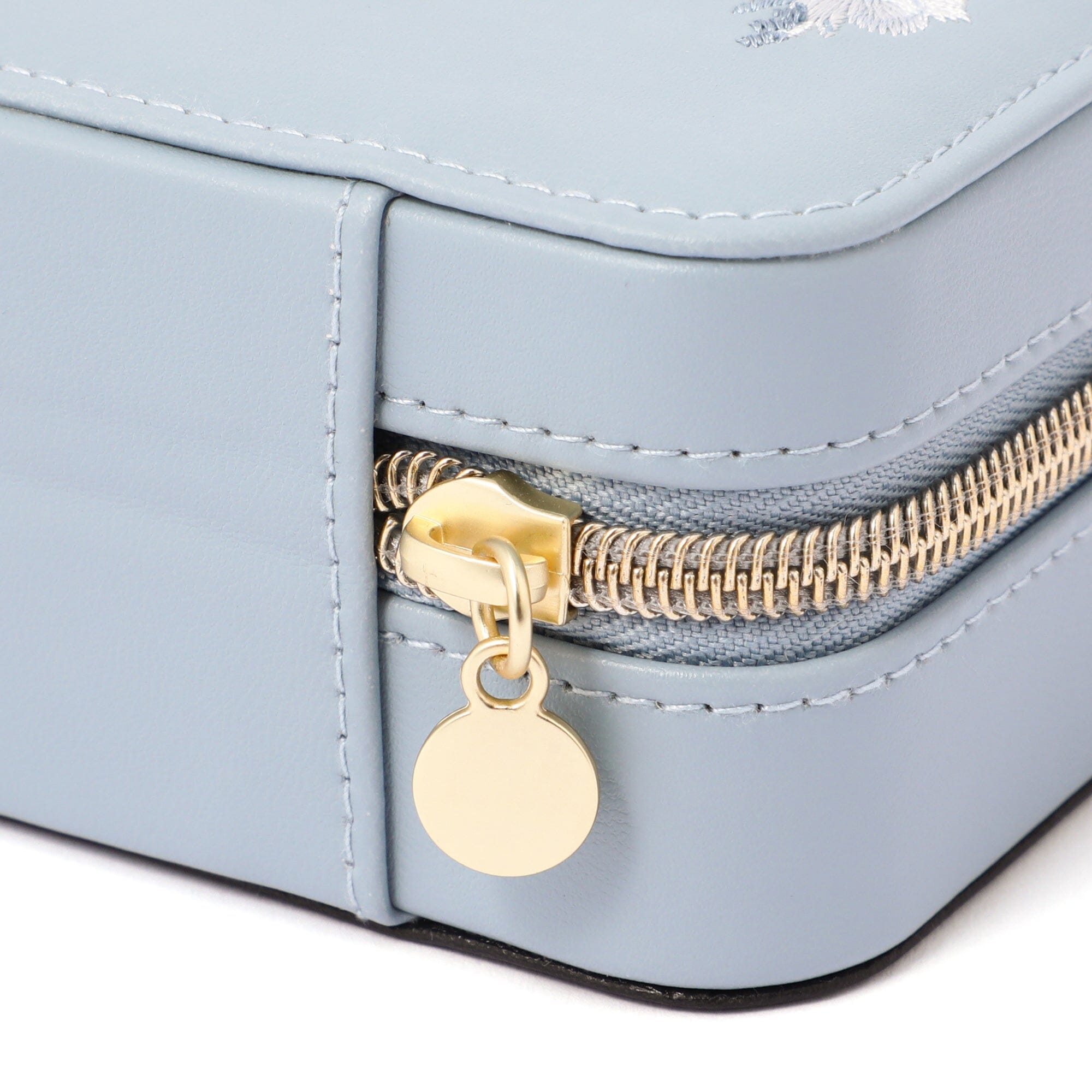 Elegant Embroidery Flower Jewelry Box - Medium Blue | Perfect for Travel, Gifts & Organizing Necklaces, Rings & Earrings