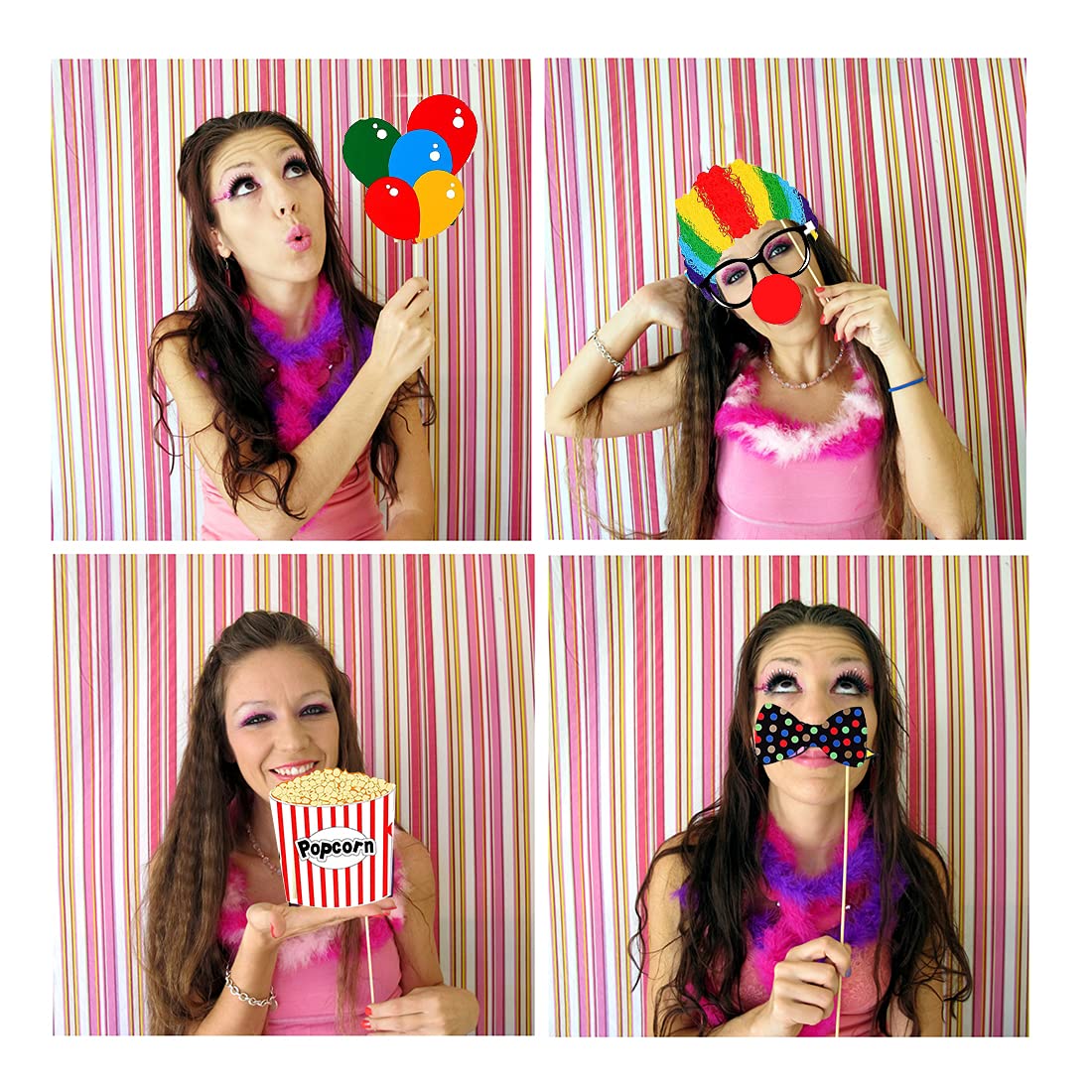 36pcs Circus Photo Booth Props with Stickers - Funny Carnival Theme Party Decorations for Birthday, Baby Shower & Halloween - Perfect for Photo Booths, Themed Parties & Social Media Fun