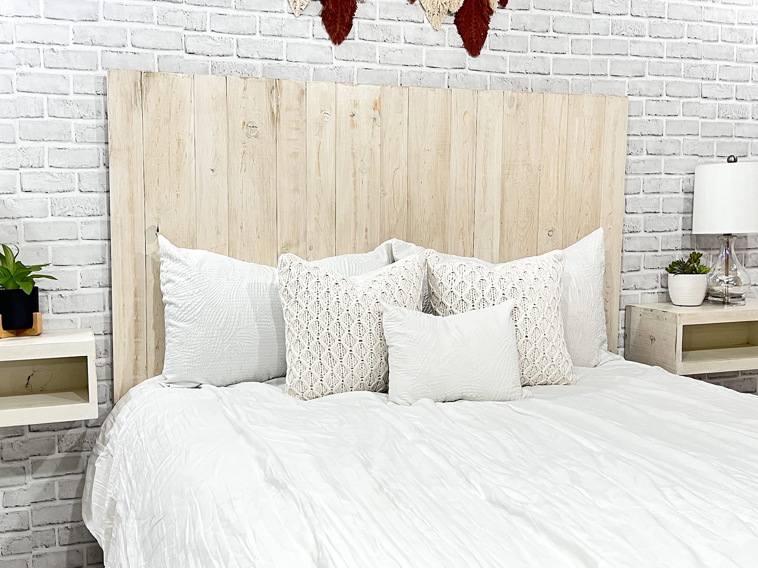 Antique White Farmhouse Headboard - Solid Wood Panel Headboard for Full Size Bed - Leaning Wall Mount with Smooth Finish - Anti-Shake & Rattle Free Design - Perfect for Rustic Bedroom Decor & Farmhouse Style Homes