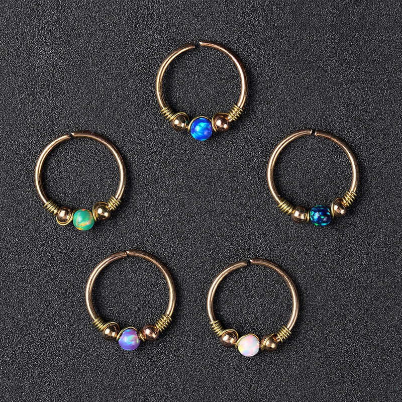 Opal Seamless Fixed Captive Ring - Elegant Body Jewelry for Belly Button, Nose & Ear Piercing | Hypoallergenic Stainless Steel | Perfect for Everyday Wear & Special Occasions
