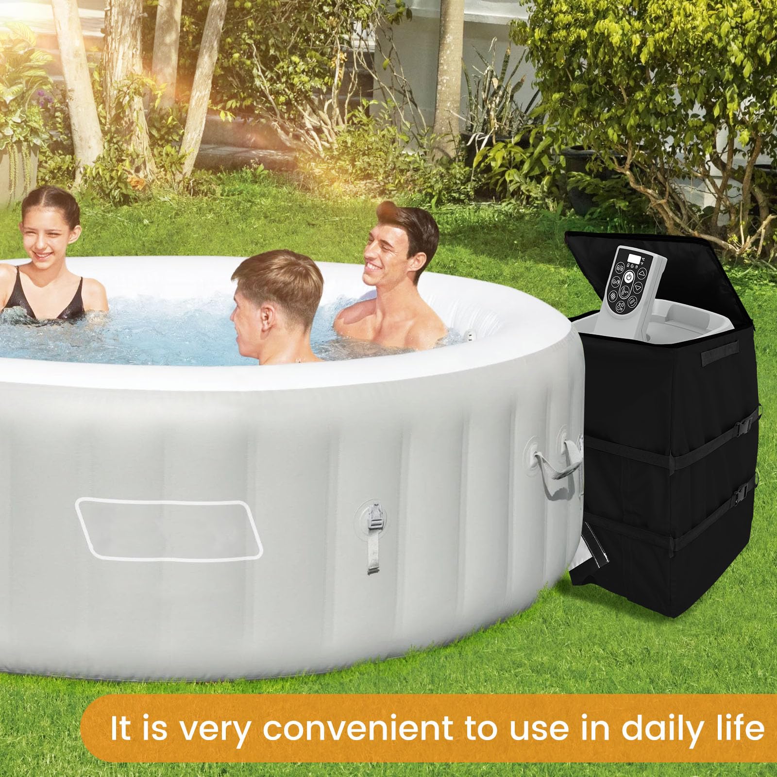 Premium Hot Tub Spa Heater Pump Cover - Waterproof & UV Resistant Black Rectangle Pool Cover for Outdoor Protection | Perfect for Jacuzzi, Backyard Spas, and Swimming Pool Equipment