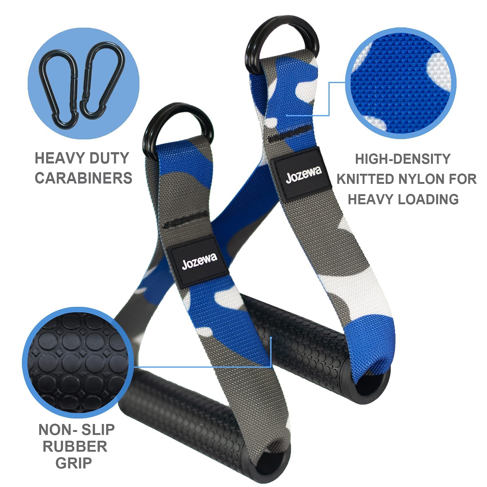 Heavy Duty Resistance Band Handles for Cable Machine - Durable Exercise Grips with Carabiners for Home Gym, Pull Up Bands & LAT Pulley System | Perfect for Strength Training, CrossFit & Physical Therapy