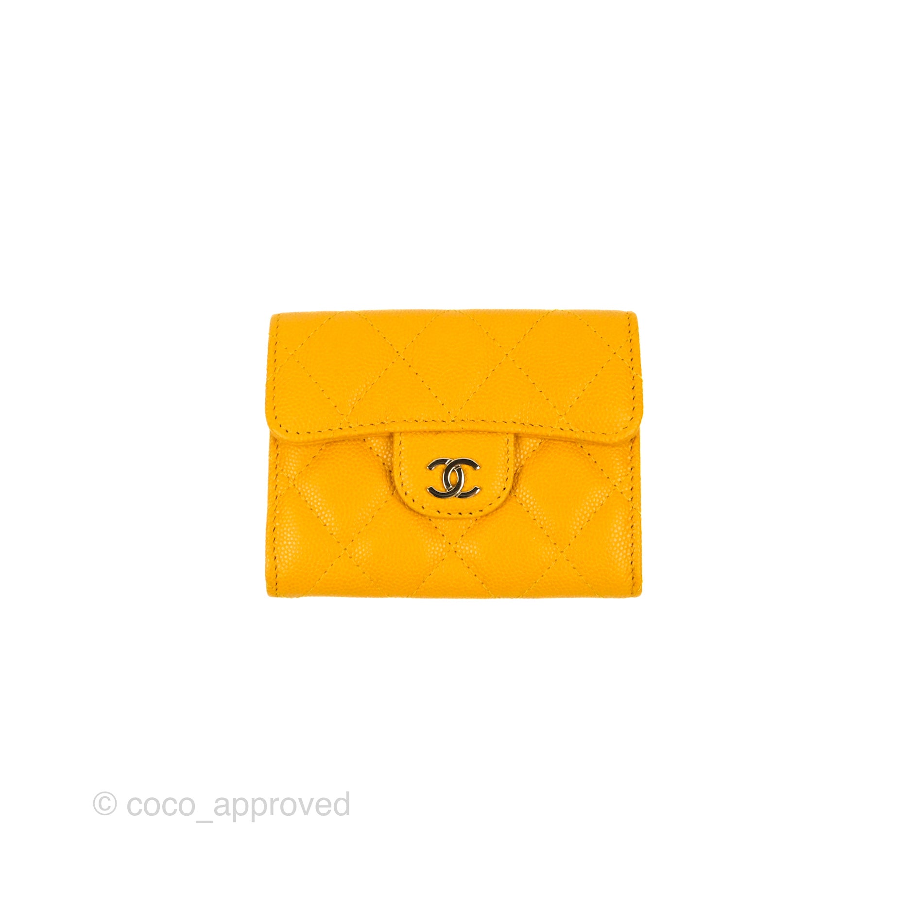 Chanel Classic Flap Coin Purse in Yellow Caviar Leather with Gold Hardware - Luxury Wallet for Women, Perfect for Parties & Everyday Use