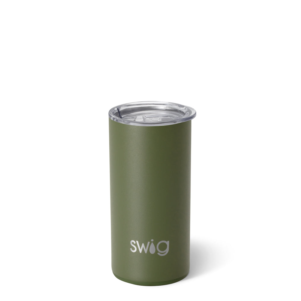 12oz Olive Green Slim Tumbler - Insulated Stainless Steel Travel Mug for Hot & Cold Drinks - Perfect for Office, Gym, Hiking & Commuting