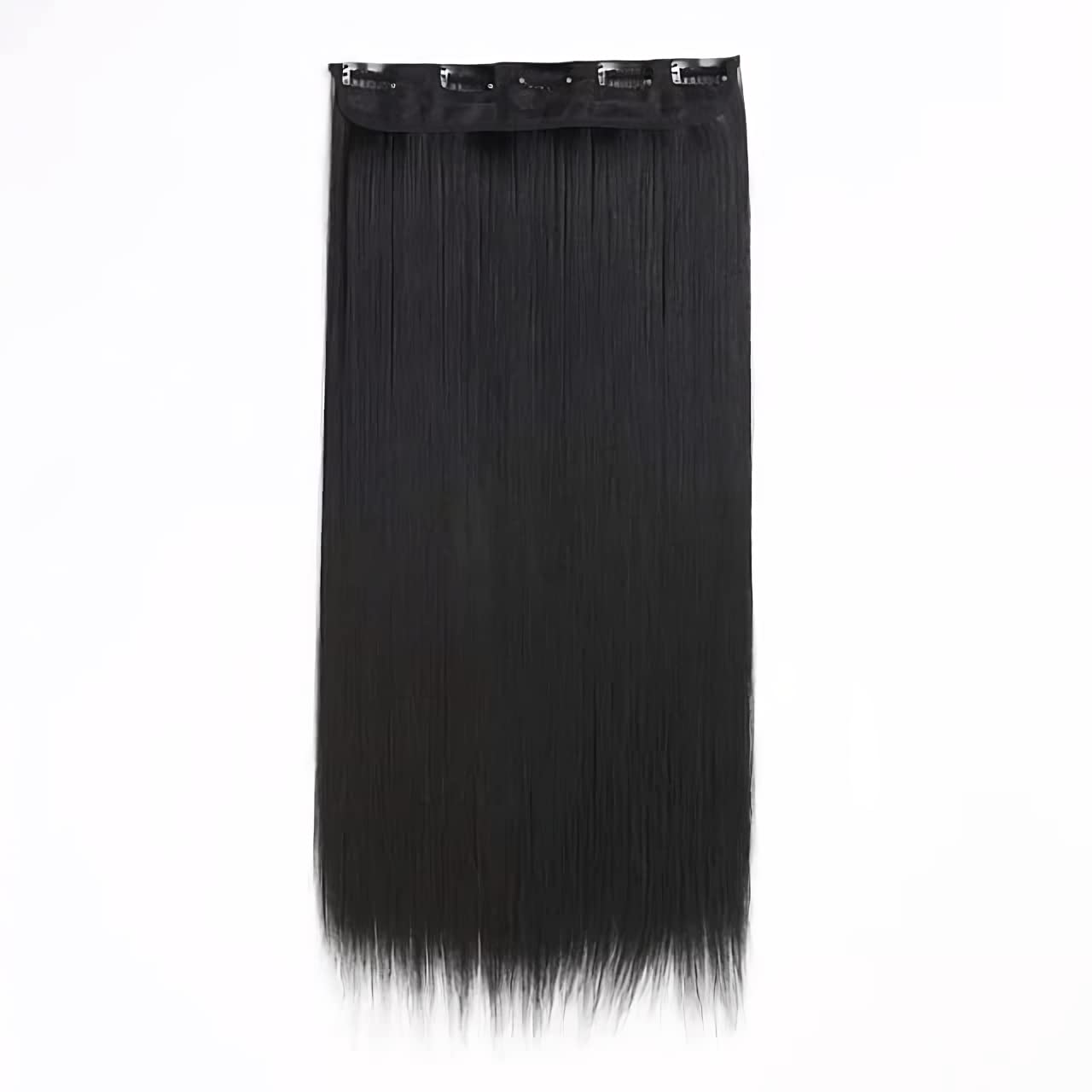 DELORUS 24 Inch Synthetic Straight Black Hair Extensions with 5 Clips - 1 Piece Clip-in Hair Extensions for Women & Girls | Perfect for Daily Wear, Parties & Special Occasions