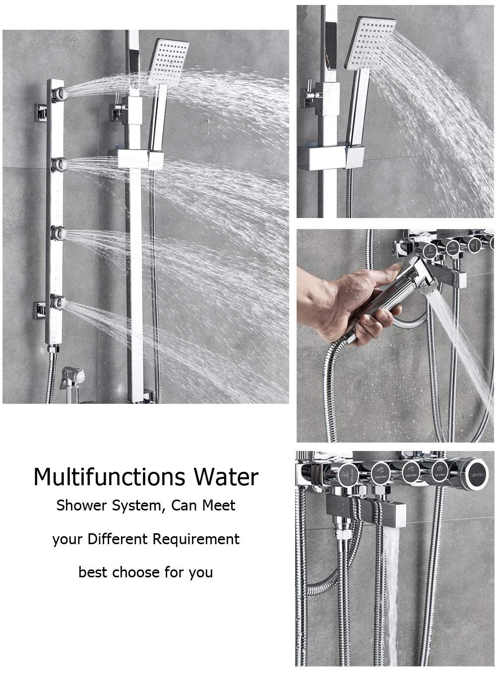 **Premium Chrome Body Massage Jet Shower Faucet Set - Wall Mounted Bath Shower Mixer with Bidet Sprayer & Rain Shower Head for Spa-Like Relaxation at Home**