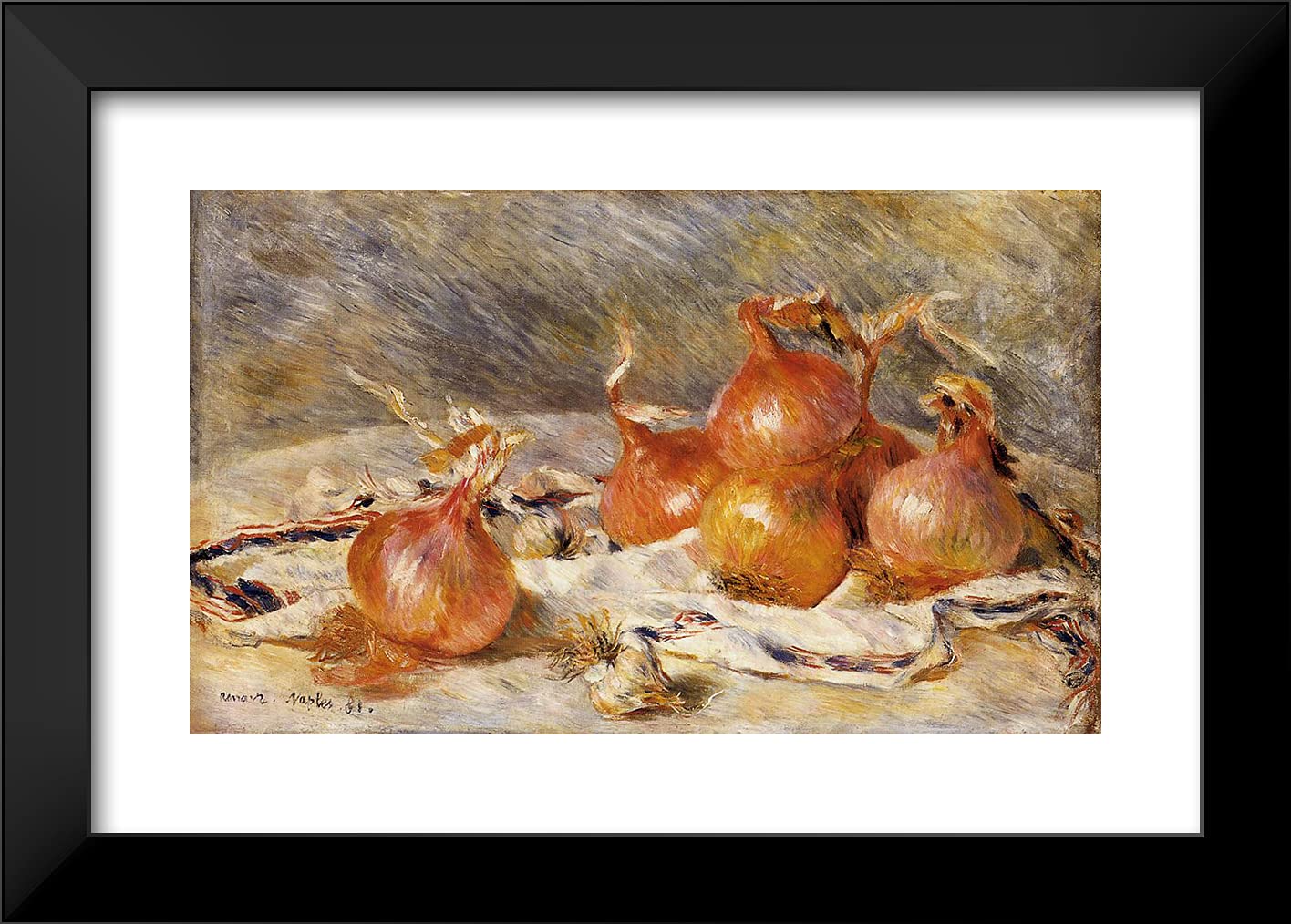 Pierre-Auguste Renoir 'Onions' 24x18 Black Modern Framed Art Print - Perfect for Living Room, Bedroom & Office Wall Decor