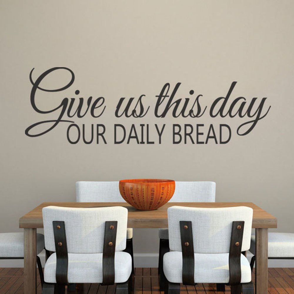 Custom X-Large Vinyl Wall Decal - 'Give Us This Day Our Daily Bread' Religious Quote Kitchen Decor | Perfect for Christian Home, Church, or Prayer Room