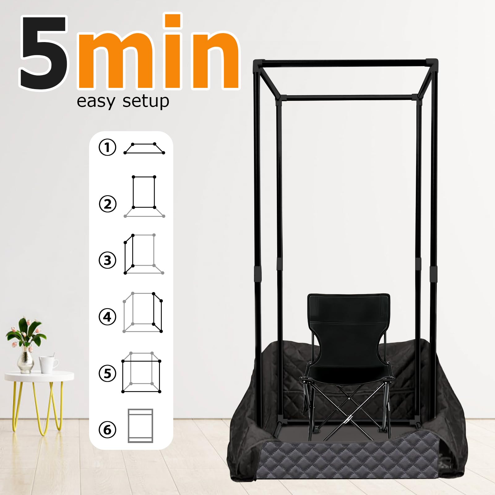 Portable Steam Sauna Tent for Home - 3'x3'x5.9' Full Body Sauna Box with 1500W Steamer, 9 Heat Levels & 99-Minute Timer - Includes Remote Control & Foldable Chair with Storage Pocket - Perfect for Relaxation, Detox & Weight Loss at Home