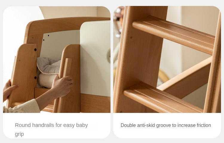 Solid Wood Poplar Kids Bunk Bed with Ladder & Guardrail - Space-Saving Multifunctional Loft Bed for Small Rooms, Dorms & Shared Kids Bedrooms
