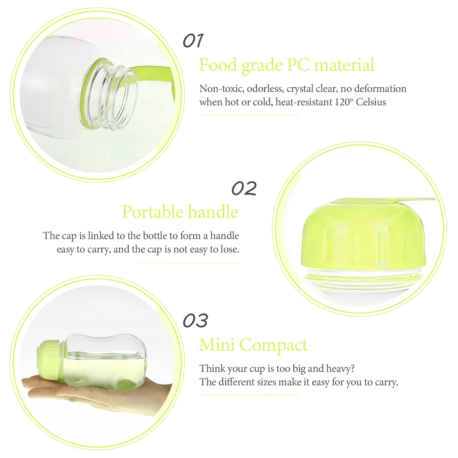 Cailiya 3-Pack Sports Water Bottle with Rope, Portable Plastic Cup & Mini Hand Mug - Ideal for Outdoor Hiking, Camping, Travel, Gym, and Daily Hydration - Leakproof & Lightweight Design for Active Lifestyles