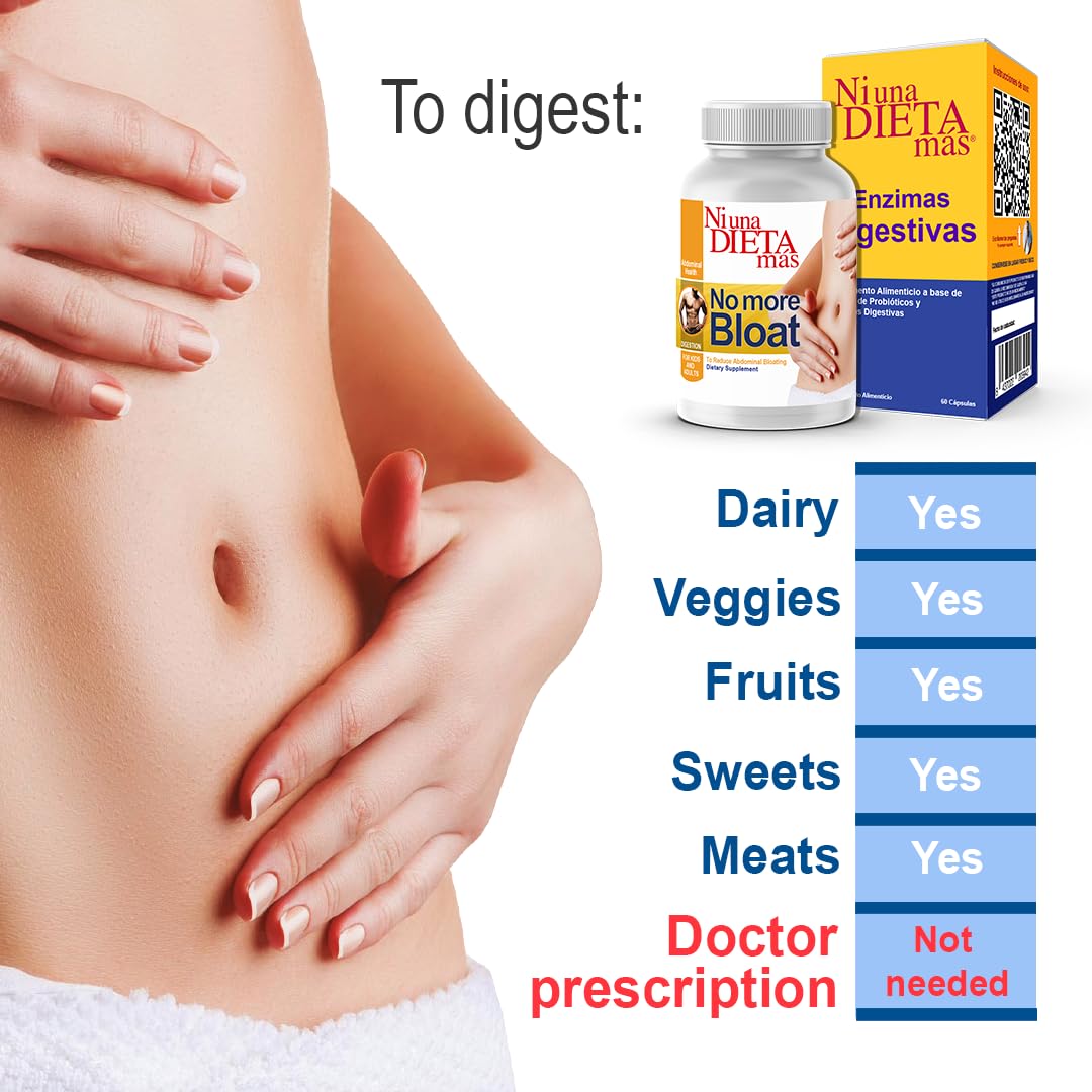 Best Digestive Enzymes for Kids & Adults - Reduce Abdominal Bloating & Gas Relief for Multiple Foods (Dairy, Fruits, Vegetables, Meat) - 60 Capsules Supplement for Better Digestion After Meals & Travel