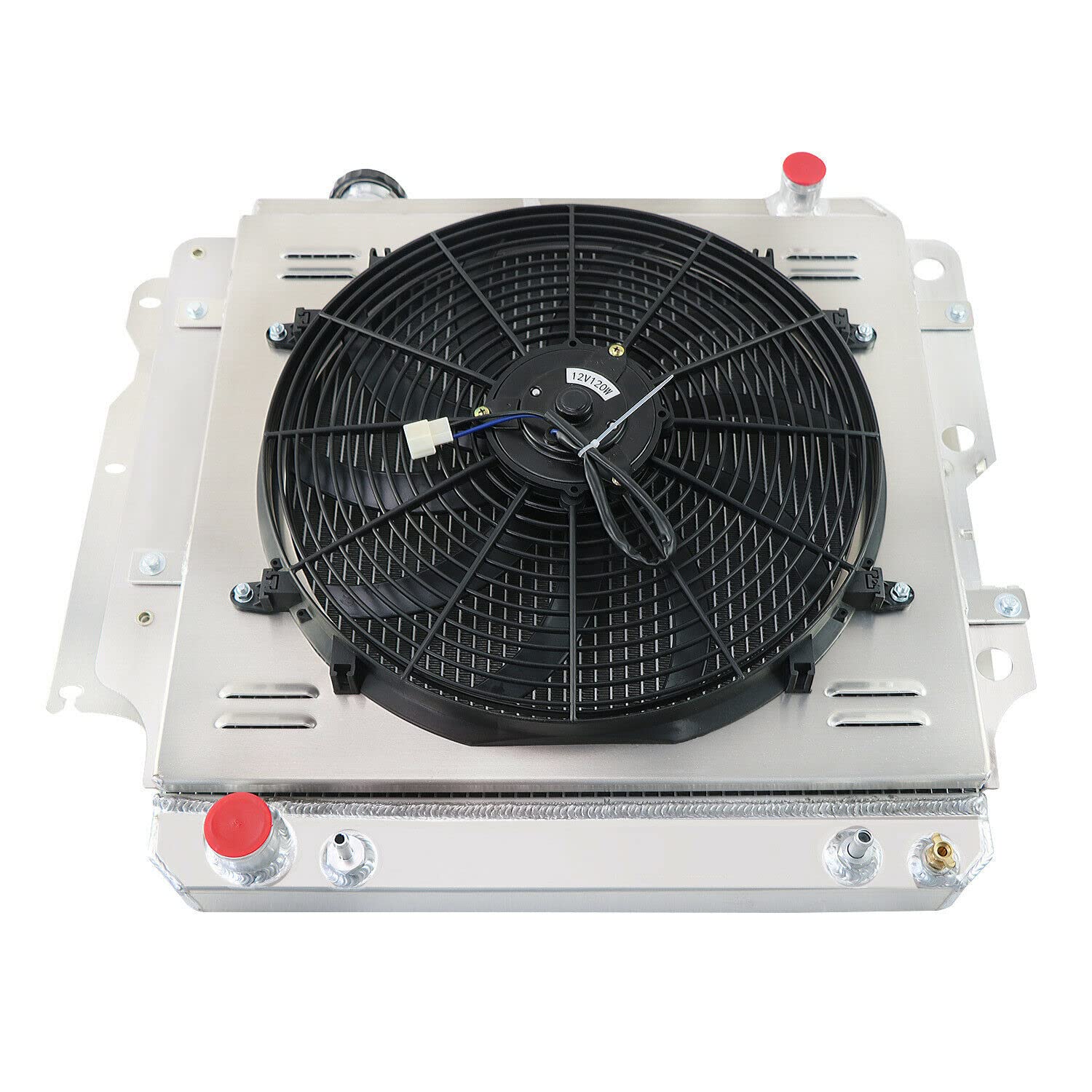 High-Performance 4-Row Aluminum Radiator for Jeep Wrangler YJ TJ (1987-2006) - Compatible with 2.4L 2.5L 4.0L 4.2L Engines - Includes Electric Fan Relay - Perfect for Off-Roading & Extreme Weather Conditions