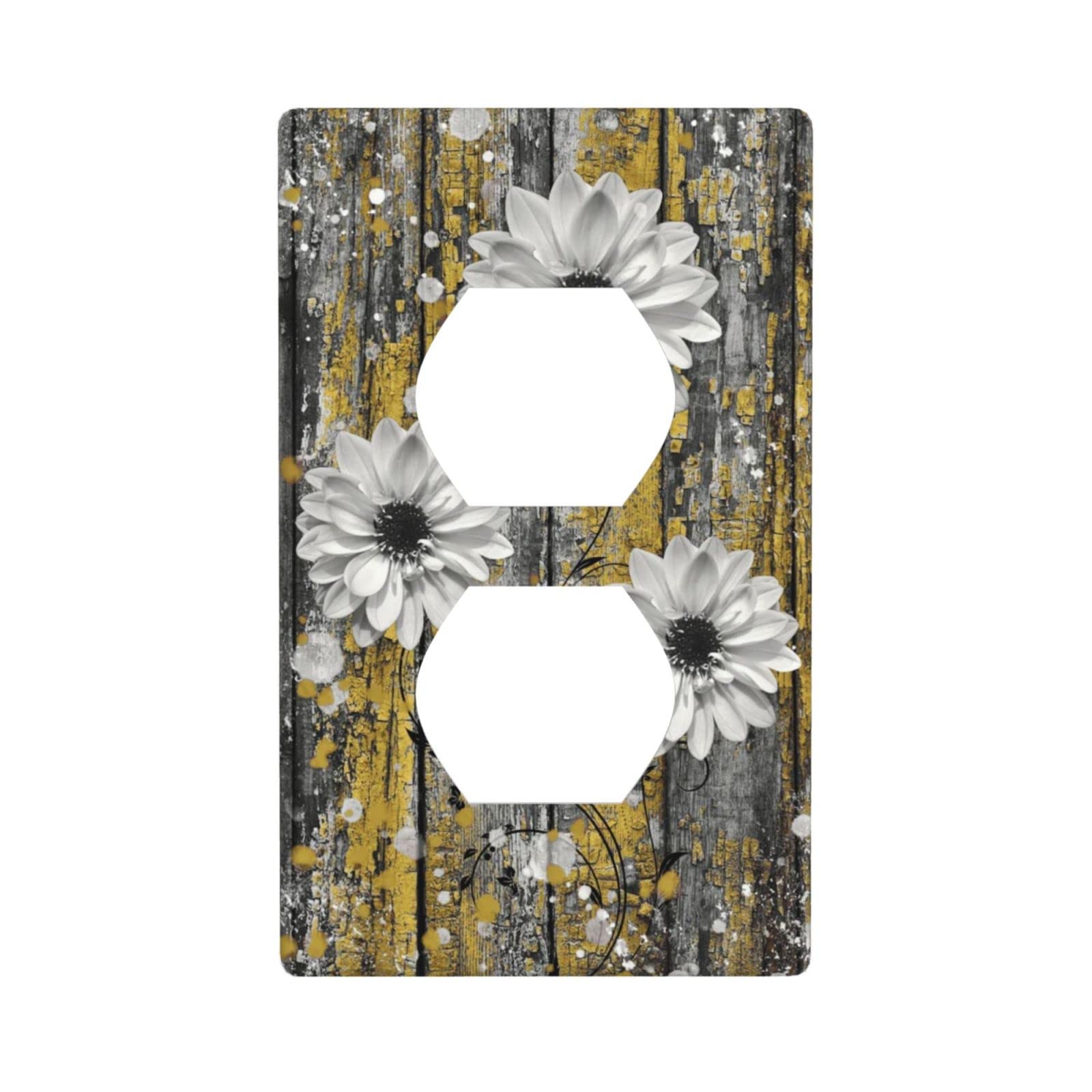 Vintage Floral Outlet Covers - Rustic Flower Wall Plates for Light Switches & Electrical Receptacles - Decorative Duplex Faceplate for Bathroom, Bedroom & Home Decor - Perfect for Farmhouse, Cottage & Boho Style Interiors