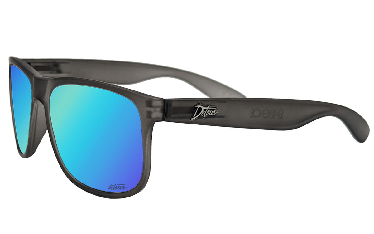 Eminence Frosted Storm Gray Electric Blue Lens Polarized Sunglasses - UV Protection & Anti-Glare for Outdoor Sports & Driving
