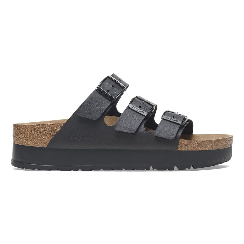 Birkenstock Florida Platform Vegan Sandals in Black - Comfortable & Stylish for Women, Perfect for Casual Wear, Beach, and Summer Outfits