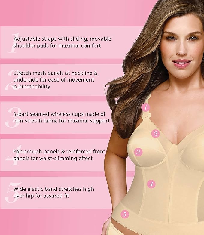 Exquisite Form 5107532 Wireless Posture Support Bra - Slimming Longline Back Closure Bra for Women | Perfect for Yoga, Workouts & Everyday Comfort