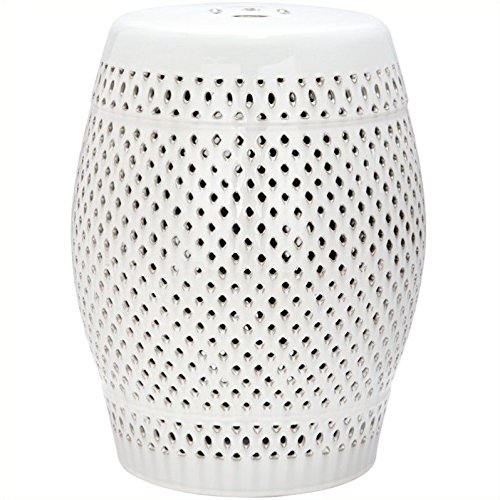 SAFAVIEH ACS4507B Cream Diamond Ceramic Decorative Garden Stool - Outdoor Patio, Balcony & Indoor Home Decor Accent Piece