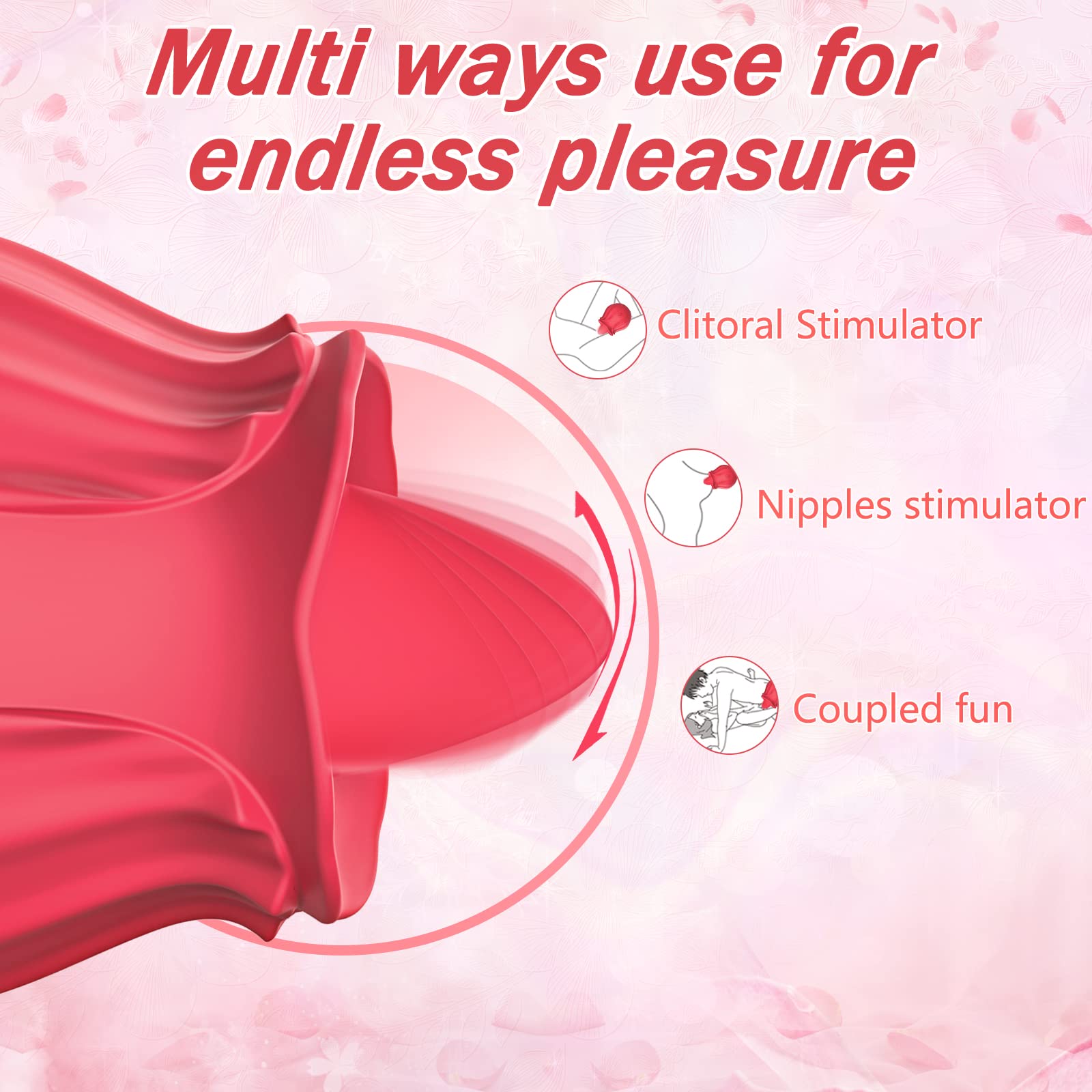 2022 Rose Toy for Women - 10-Speed Rose Vibrator & Clitoral Stimulator, Small Personal Massager with Tongue Licking Function, Adult Sex Toy for Women & Couples - Perfect for Solo Play, Foreplay, and Intimate Moments