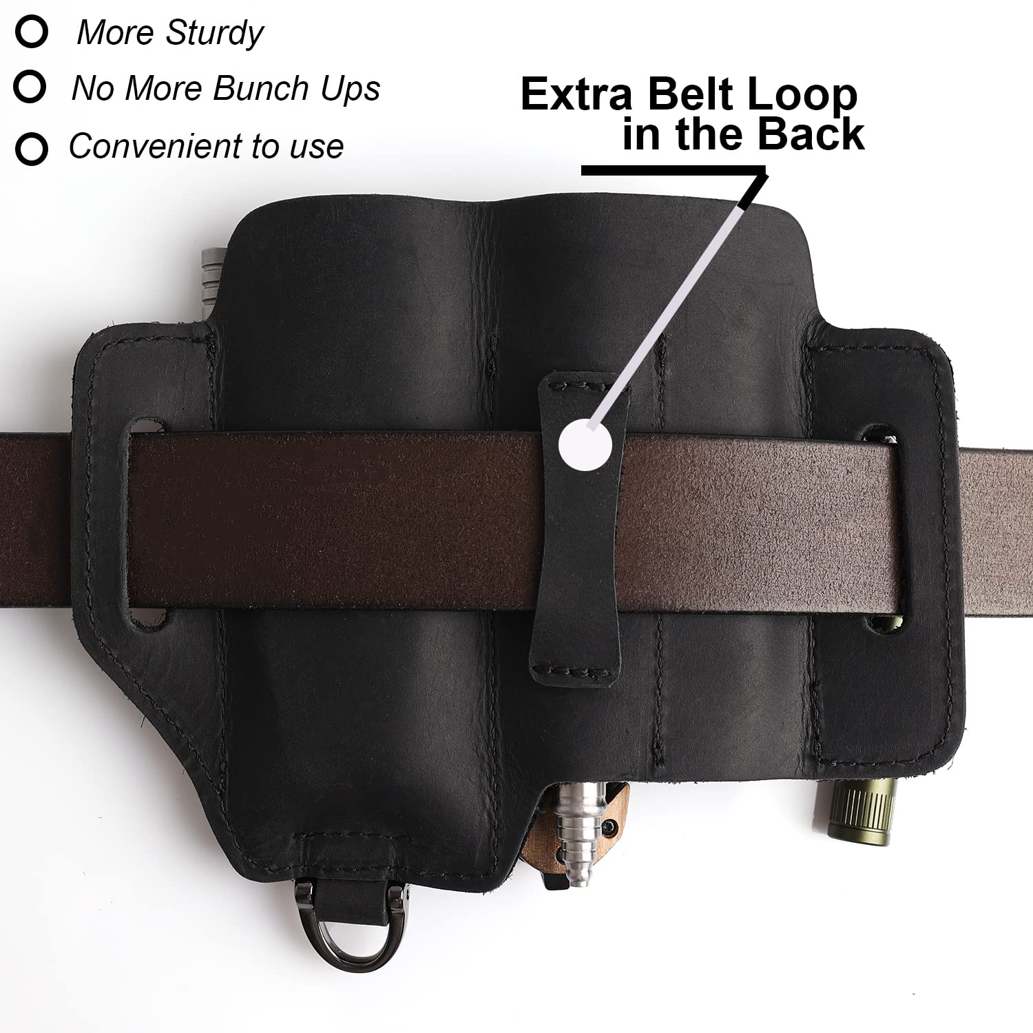 Premium Leather Multitool Sheath - EDC Belt Organizer for Leatherman & Flashlight | Durable Leather Pouch for Work, Outdoor & Everyday Carry | Perfect Men's Gift for Camping, Hiking & DIY Projects