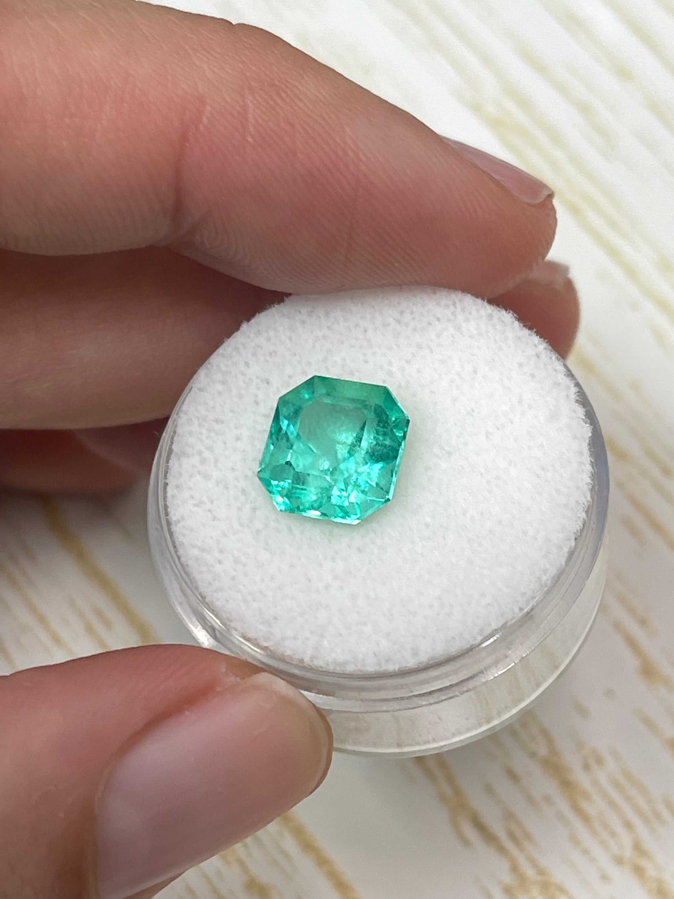 3.27 Carat Natural Colombian Emerald Loose Gemstone - 9.3x8.8mm Asscher Cut for Jewelry Making, Engagement Rings & Luxury Gifts