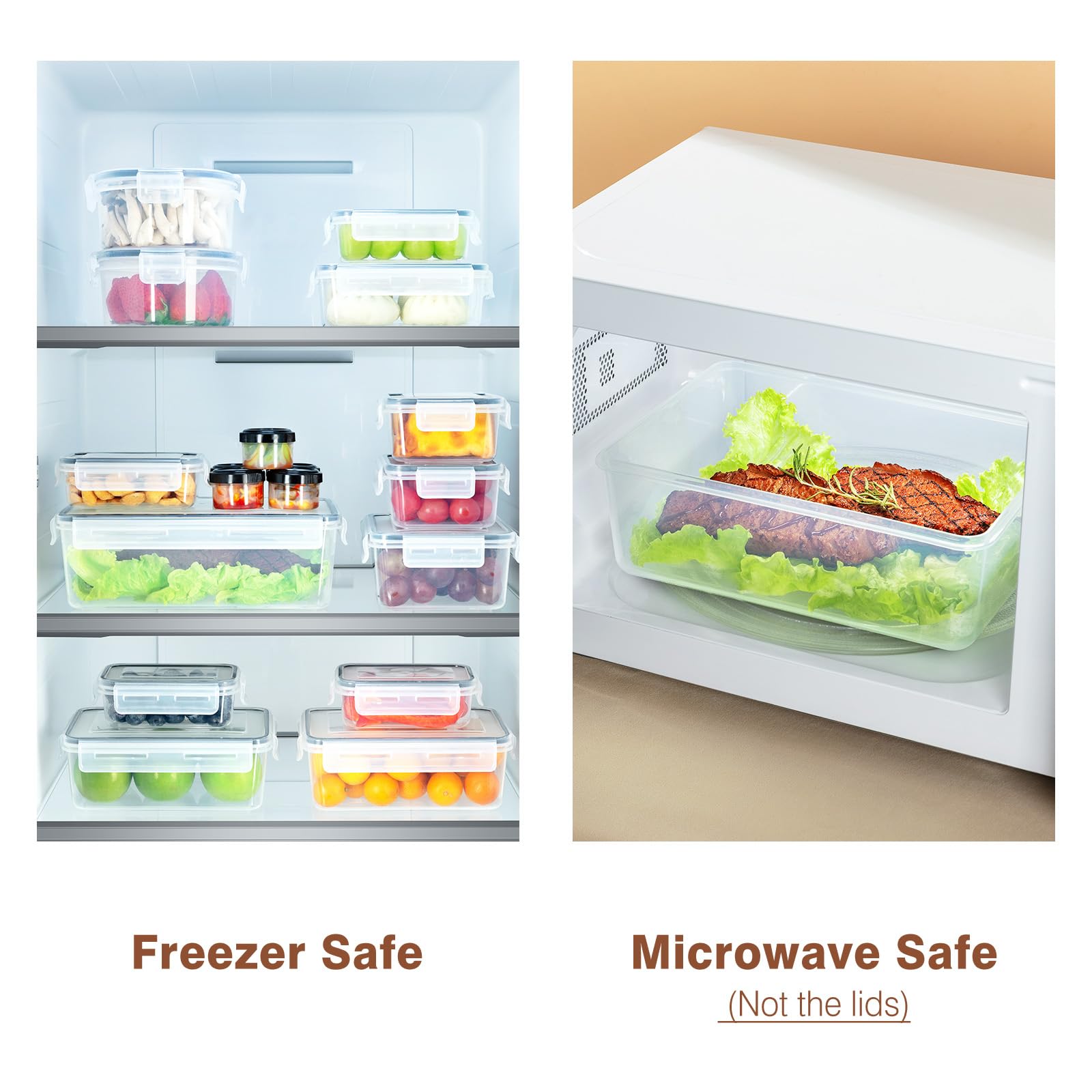 KAGUYA 36-Piece BPA-Free Plastic Food Storage Containers Set with Lids (1.4-85 Oz) - Leakproof, Microwave & Freezer Safe - Pantry Organization & Meal Prep Containers for Kitchen, Office, and Picnics