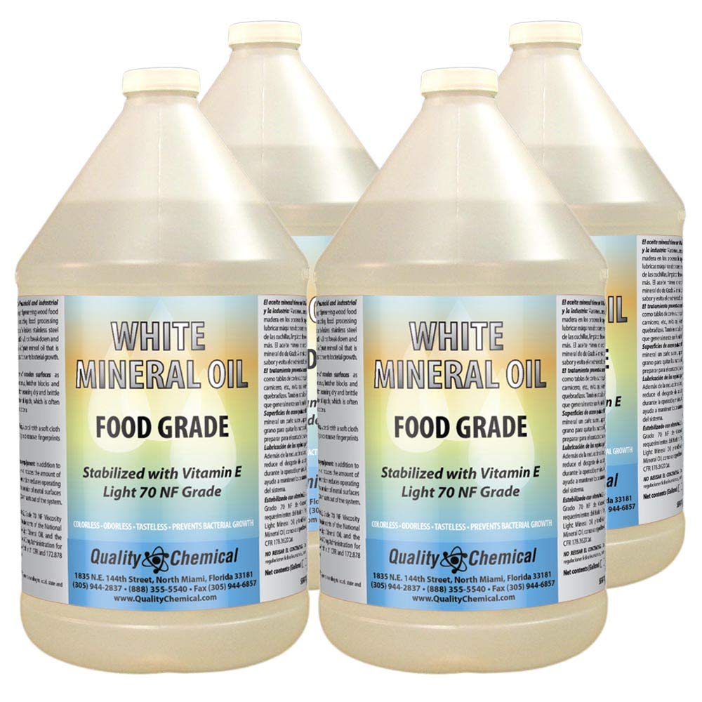 Premium Food Grade Mineral Oil 70 NF - 128 oz (4-Pack) - Safe for Cutting Boards, Butcher Blocks & Wood Care - Ideal for Kitchen, Food Prep & Wooden Utensil Maintenance