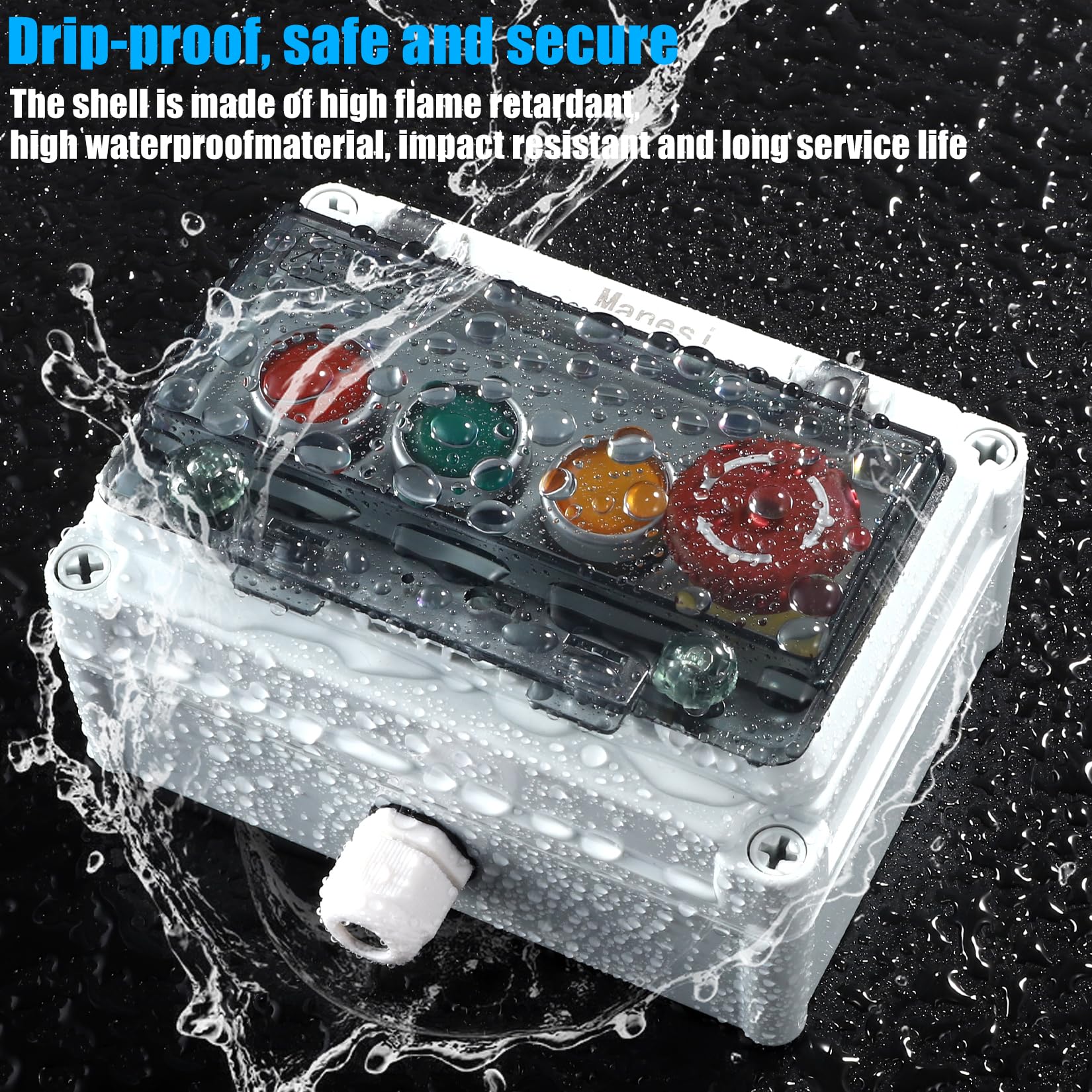 **Waterproof Push Button Switch IP67 - Green/Red/Yellow Instant & Emergency Stop Switch with Protective Cover - Anti-Misoperation for Outdoor, Industrial, and Emergency Use**
