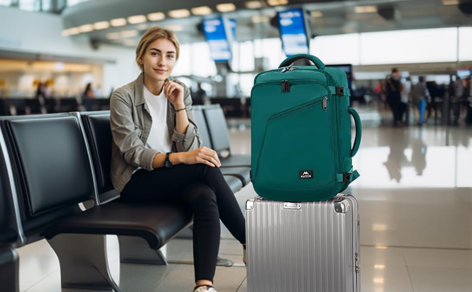 MATEIN Large Travel Backpack - Water Resistant Carry On Backpack for Air Travel, Expandable Lightweight Overnight Daypack with Large Capacity (Peacock Blue) - Perfect for Business Trips, Weekend Getaways & Outdoor Adventures