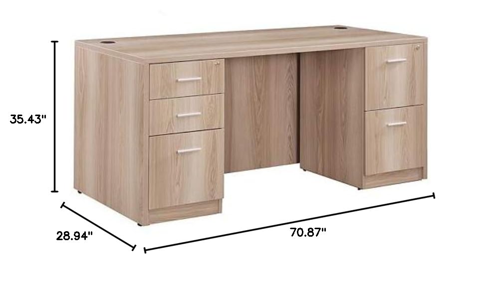 Executive Office Desk with Storage & File Cabinet - Durable 72