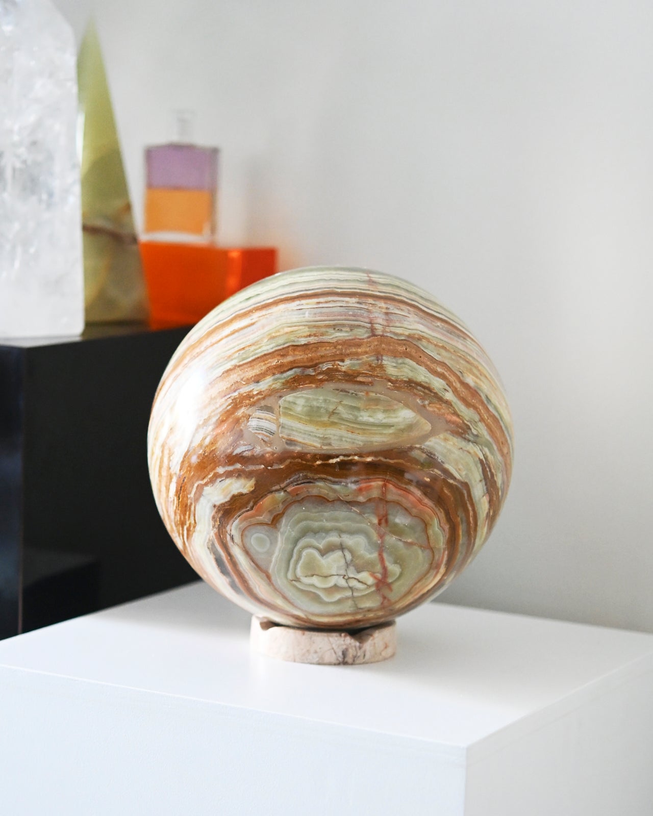 25lb Banded Green Onyx Sphere - Natural Healing Crystal Ball for Meditation, Feng Shui, and Home Decor - Perfect for Yoga Studios, Spiritual Gifts, and Energy Work