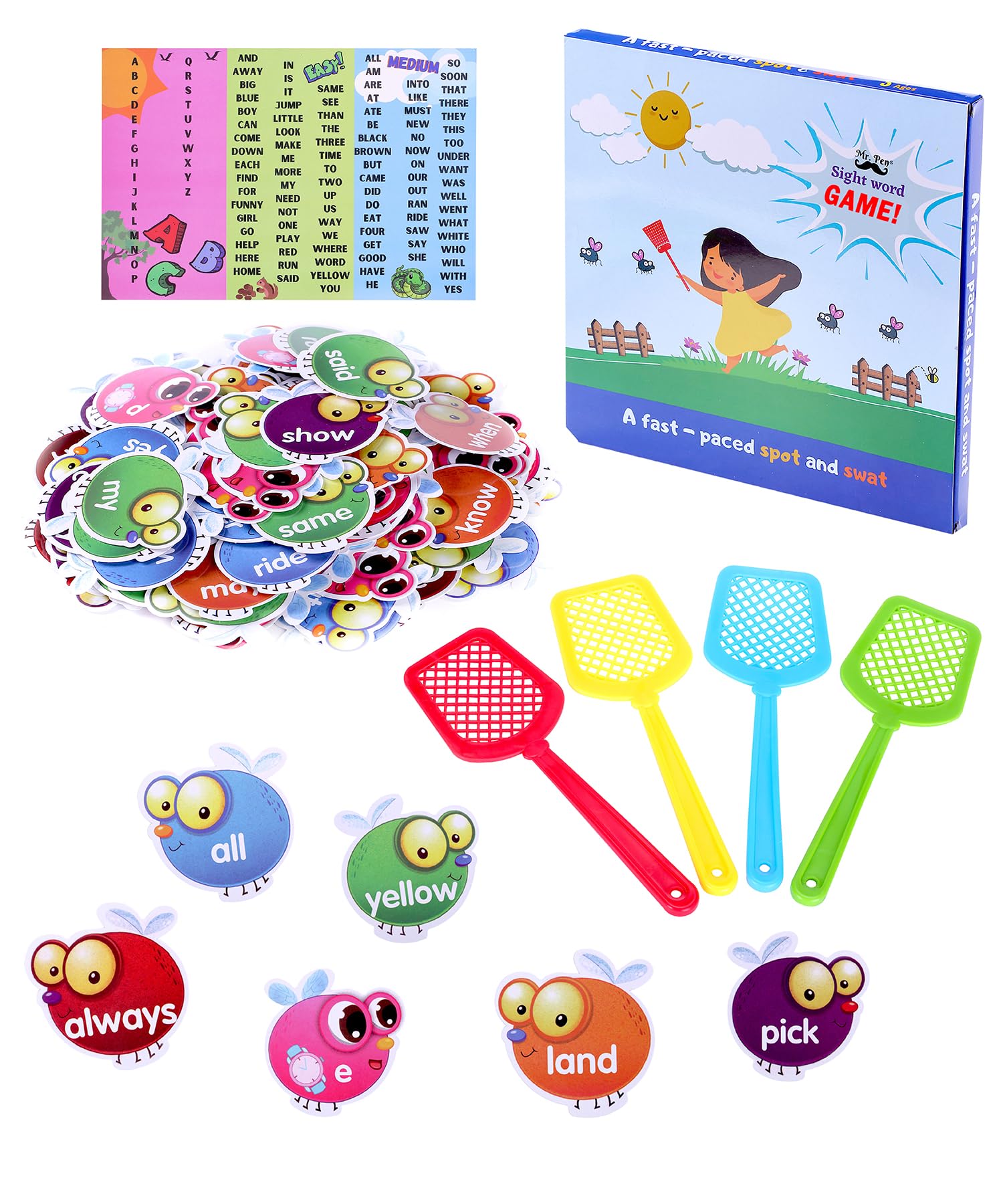 Mr. Pen Sight Word Games - 300 Sight Words Flash Cards for Kids, Kindergarten & 1st Grade Reading Games, Educational Learning Activities - Perfect for Homeschool, Classroom & Reading Practice at Home