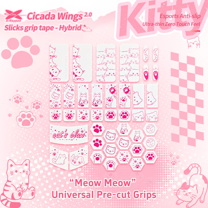 X Raypad Cicada Wings V2 Grip Tape - Universal Pre-Cut Non-Slip Mouse Pad for Gaming & Office Use - Perfect for Esports, FPS, and PC Workstations