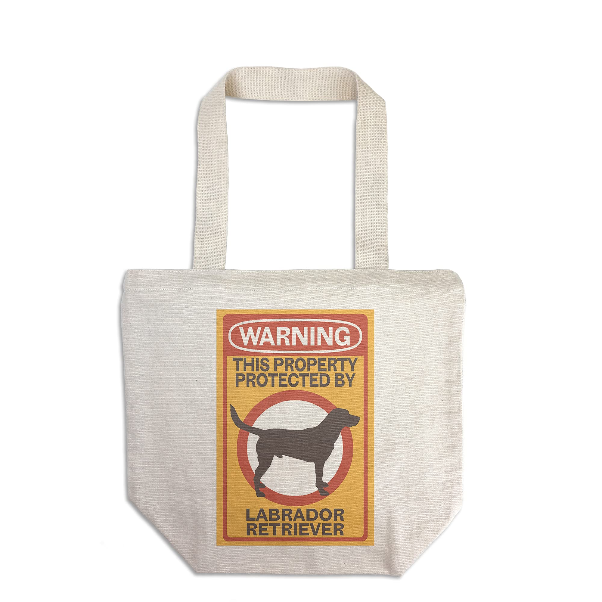 Labrador Retriever Warning Design - 100% Cotton Canvas Reusable Tote Bag for Grocery Shopping, Beach Trips & Everyday Use