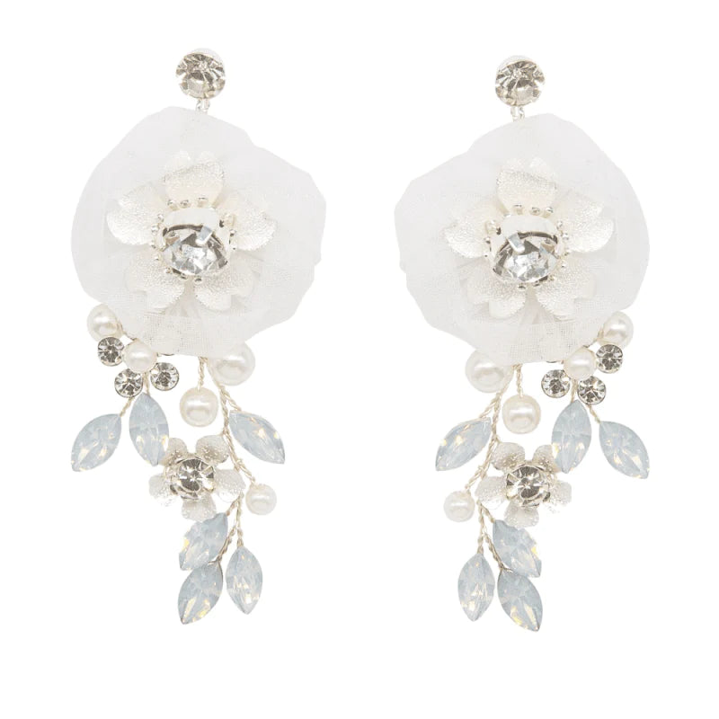 Elegant Floral Wedding Earrings with Swarovski Crystals & Freshwater Pearls - A9045 | Perfect for Bridal, Prom & Special Occasions