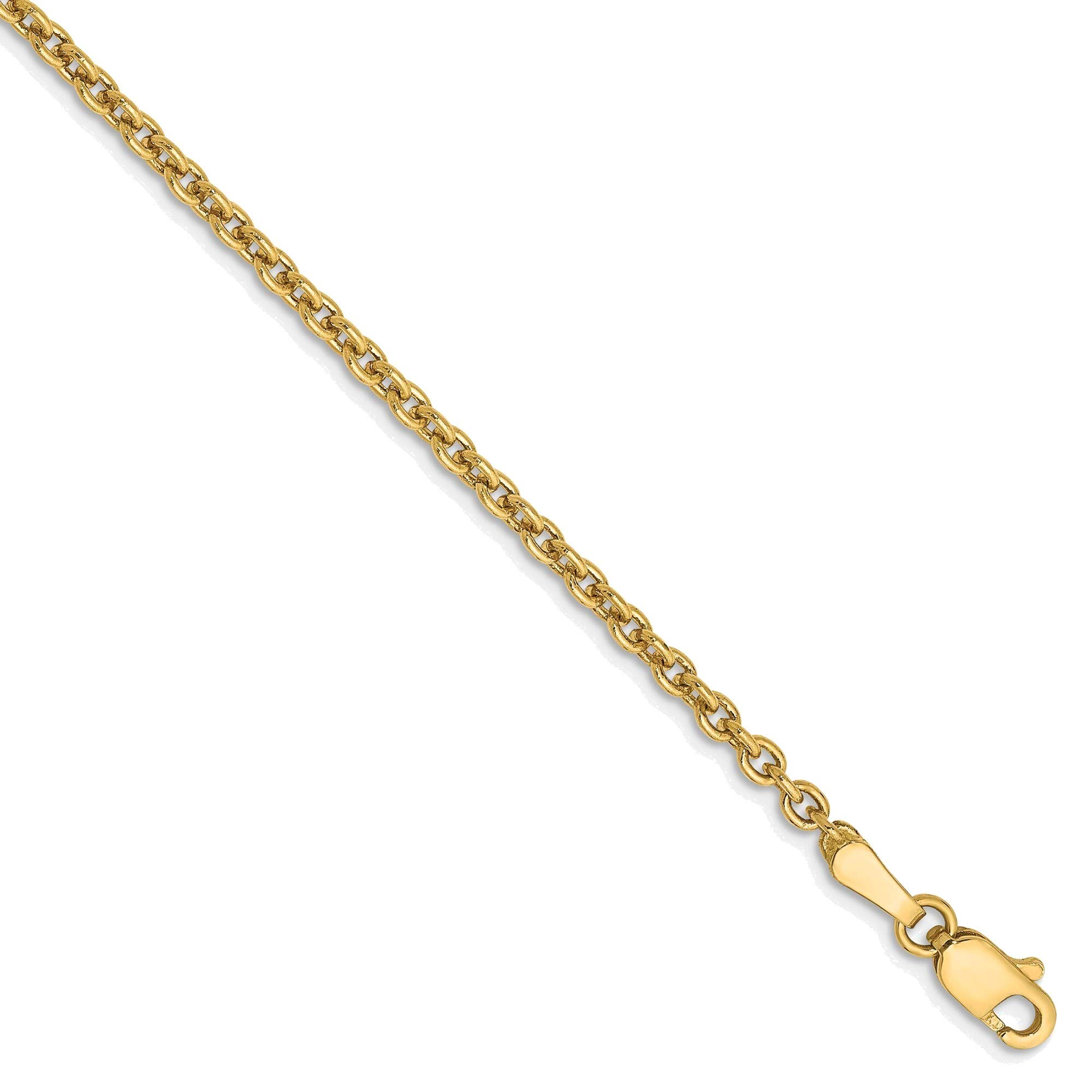 Bonyak 14K Yellow Gold 2.2mm Solid Polished Cable Chain Anklet - Dainty Ankle Bracelet for Women, Perfect for Everyday Wear, Beach Vacation & Gift Giving