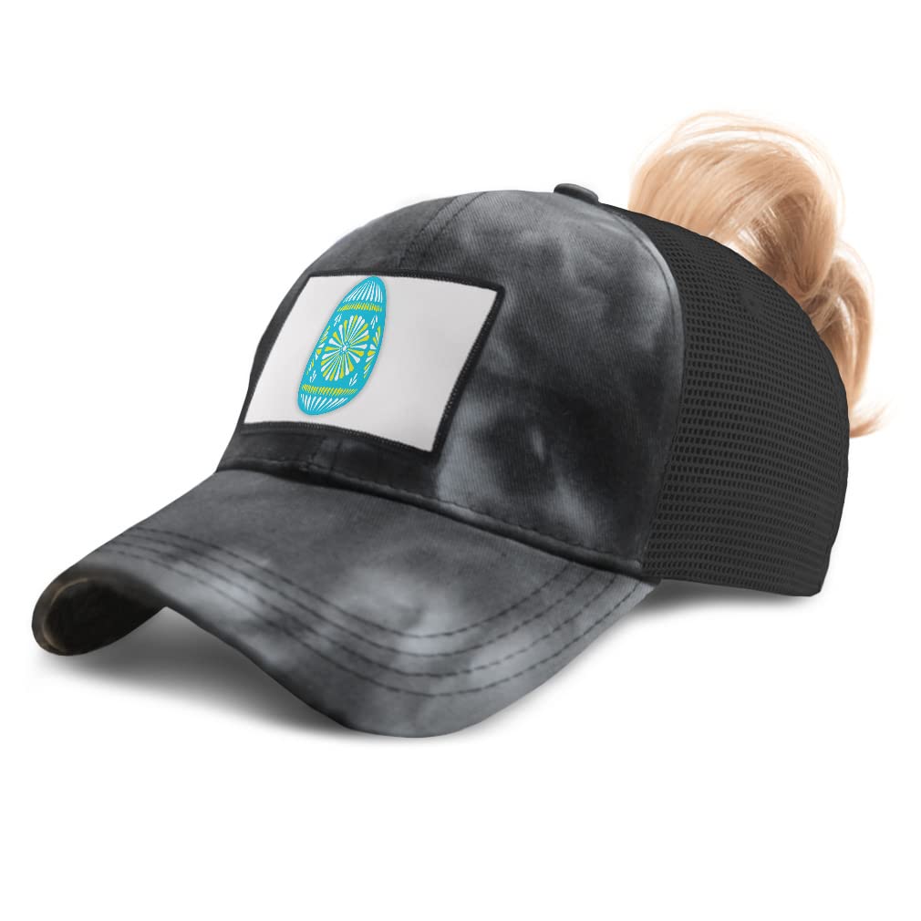 Women's High Ponytail Baseball Cap - Cotton Easter Holiday Trucker Hat with Patch Design | Perfect for Easter Celebrations, Spring Outfits & Casual Wear