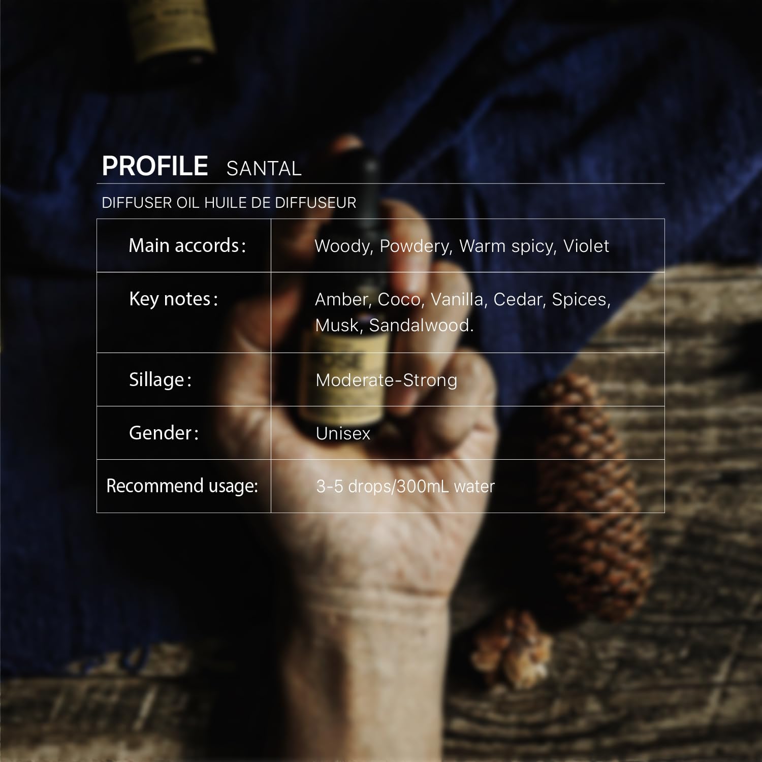 Premium Santal Diffuser Oil - Luxury Amber, Coco Vanilla, Cedar & Sandalwood Essential Oil Blend for Ultrasonic Diffusers (4oz/118ml) - Perfect for Aromatherapy, Spa Relaxation & Home Fragrance