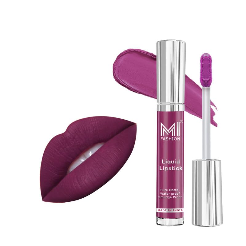 MI FASHION Magic Pure Matte Liquid Lipstick - Long Lasting Deep Violet Lipstick (3.5ml) for Women, Vegan & Cruelty Free - Perfect for Parties, Weddings & Special Occasions