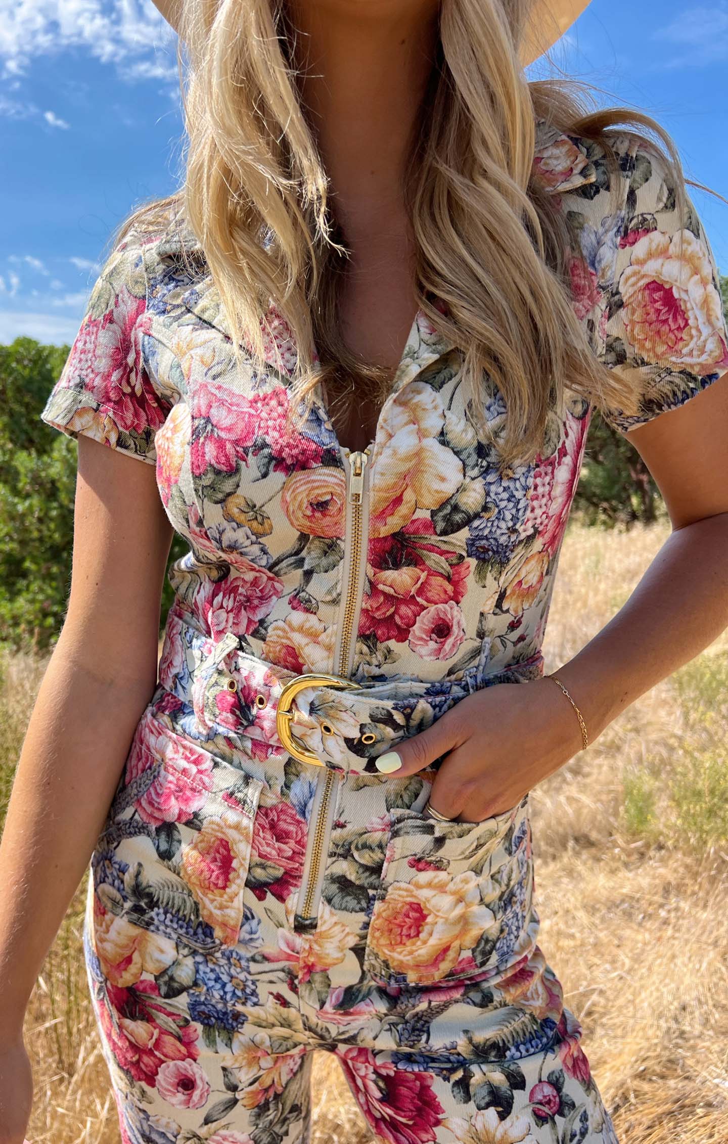 Jacksonville Women's Short Sleeve Cropped Jumpsuit - Sage Green & Dusty Blue Denim Romper | Casual Summer Outfit, Beach Cover-Up, Boho Festival Fashion