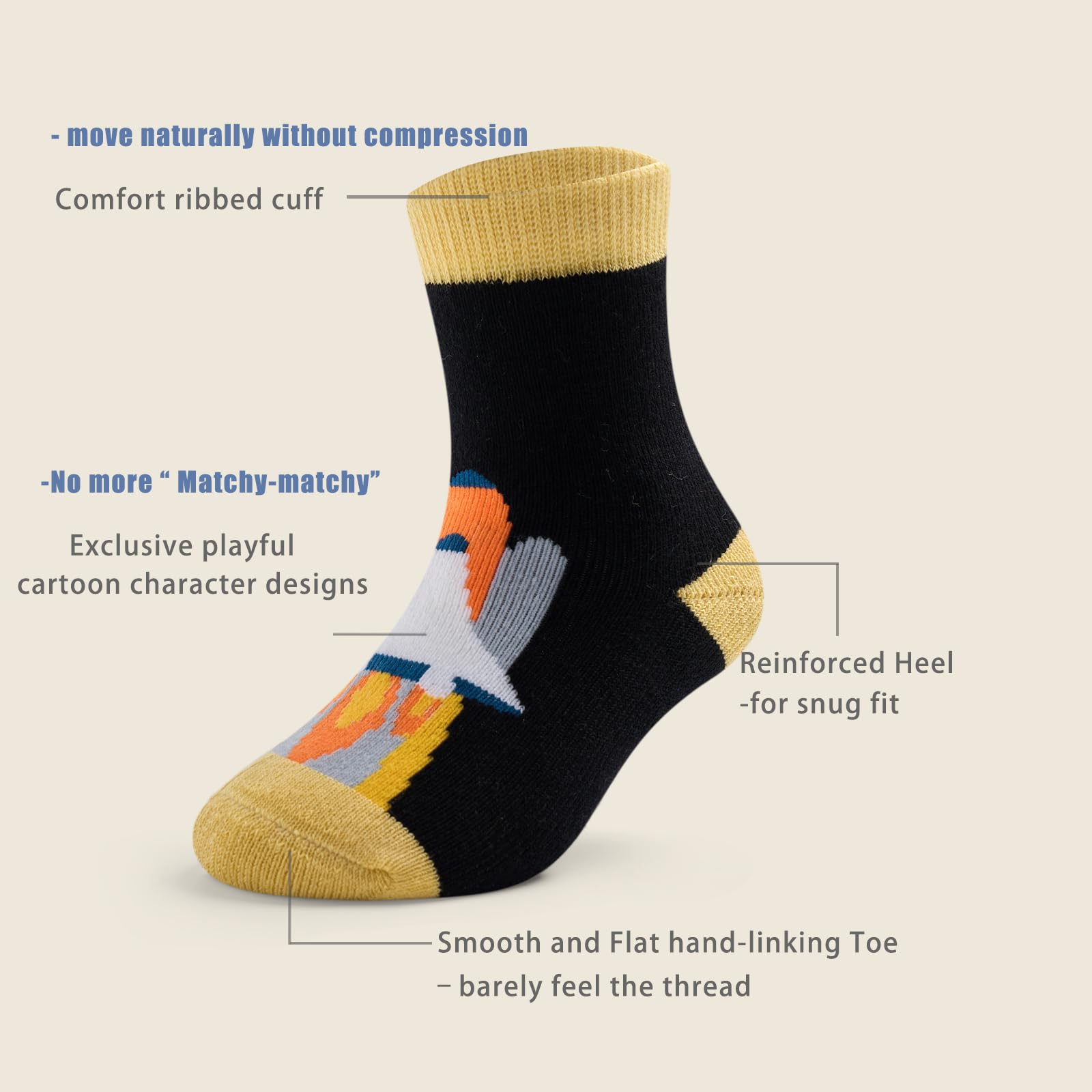 Boys Winter Socks 6 Pack - Warm Thermal Crew Socks for Kids Outdoor Activities