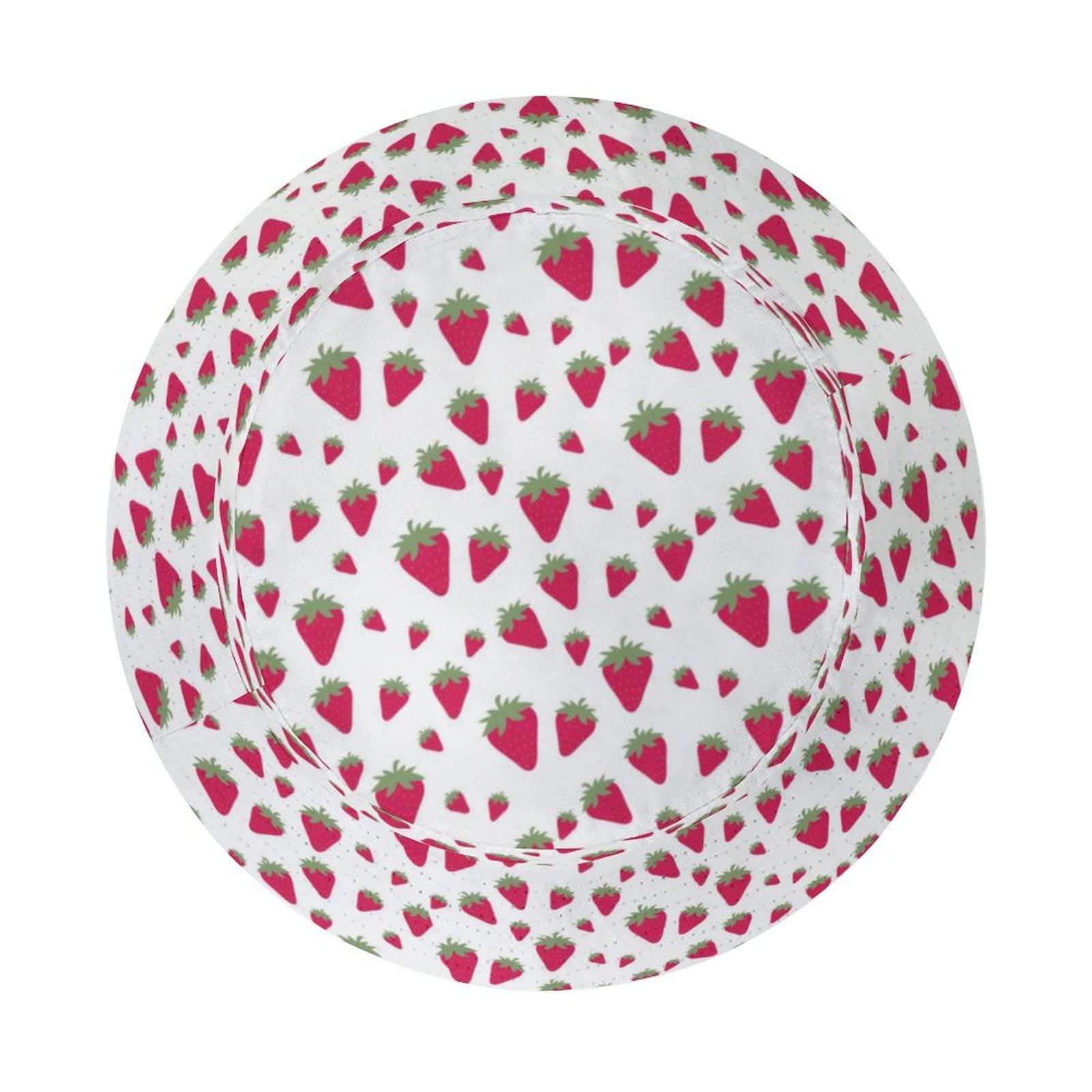 Strawberry Print Bucket Hat for Women & Men - Lightweight Packable Summer Sun Hat for Beach, Fishing, Travel & Outdoor Activities - Unisex Adjustable UV Protection Hat