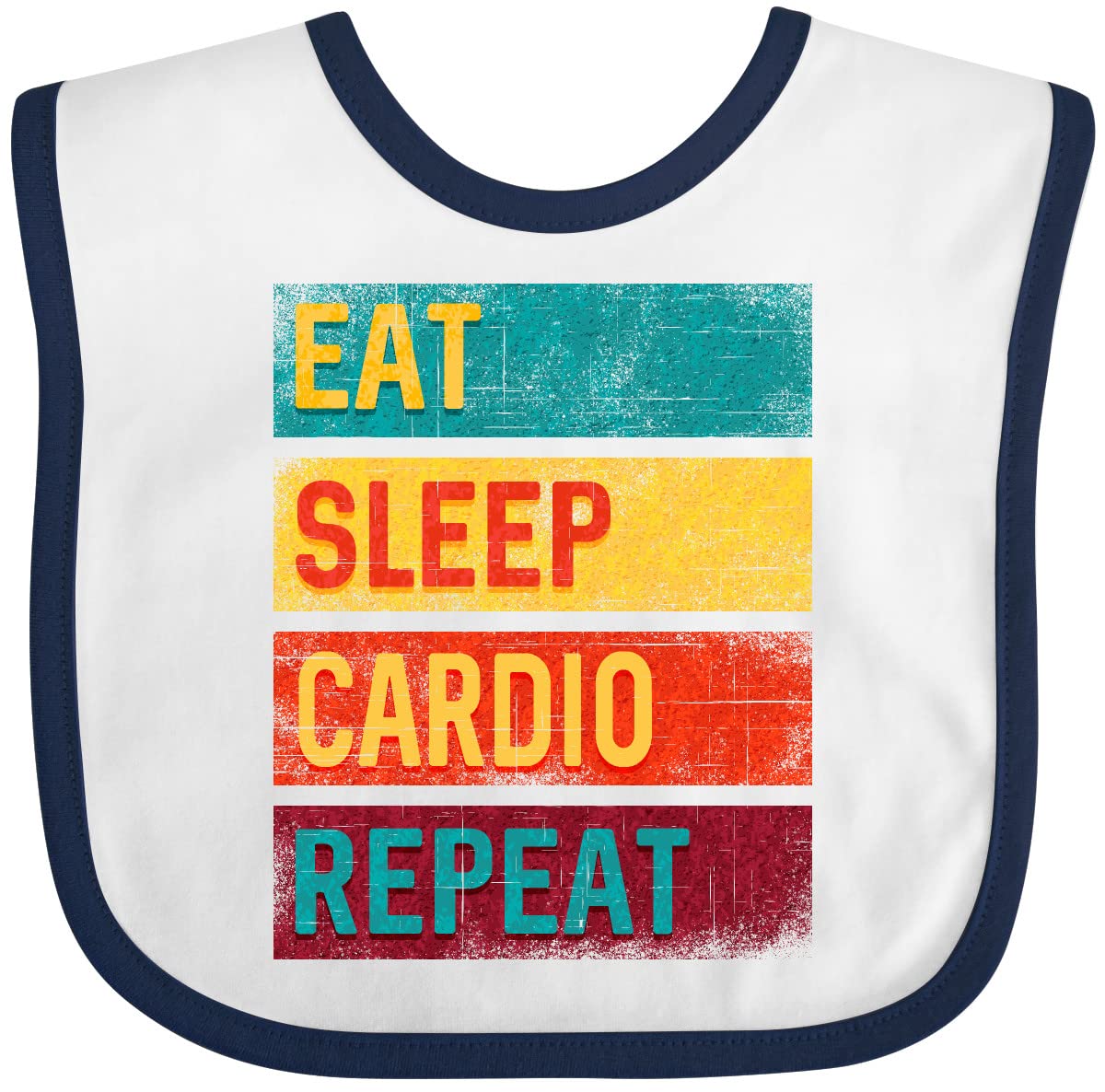 Inktastic Fitness Eat Sleep Cardio Repeat Baby Bib - Soft Cotton Drool Bib for Active Babies - Perfect for Gym, Running & Workout Moms