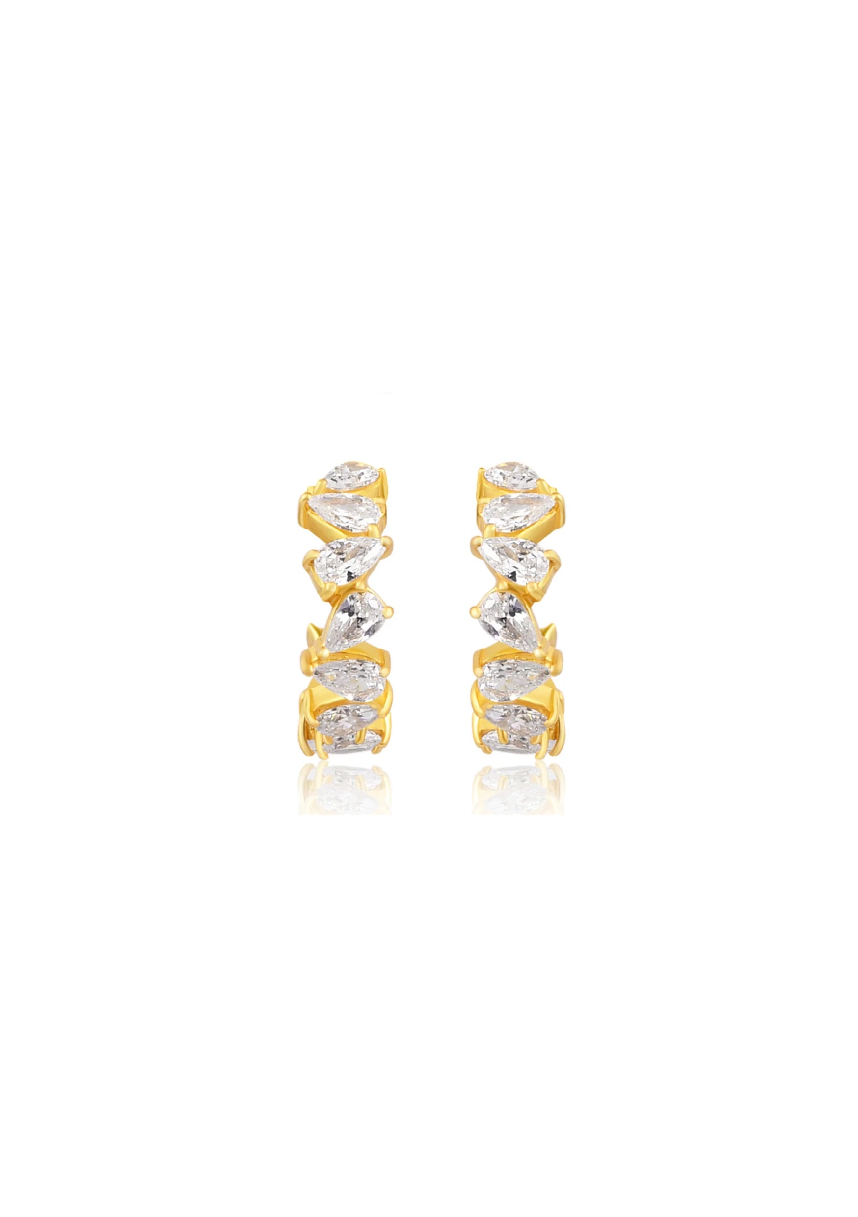 Lola Knight Olivia 18K Gold Crystal Bridal Hoop Earrings for Wedding, Bridal Shower & Special Occasions