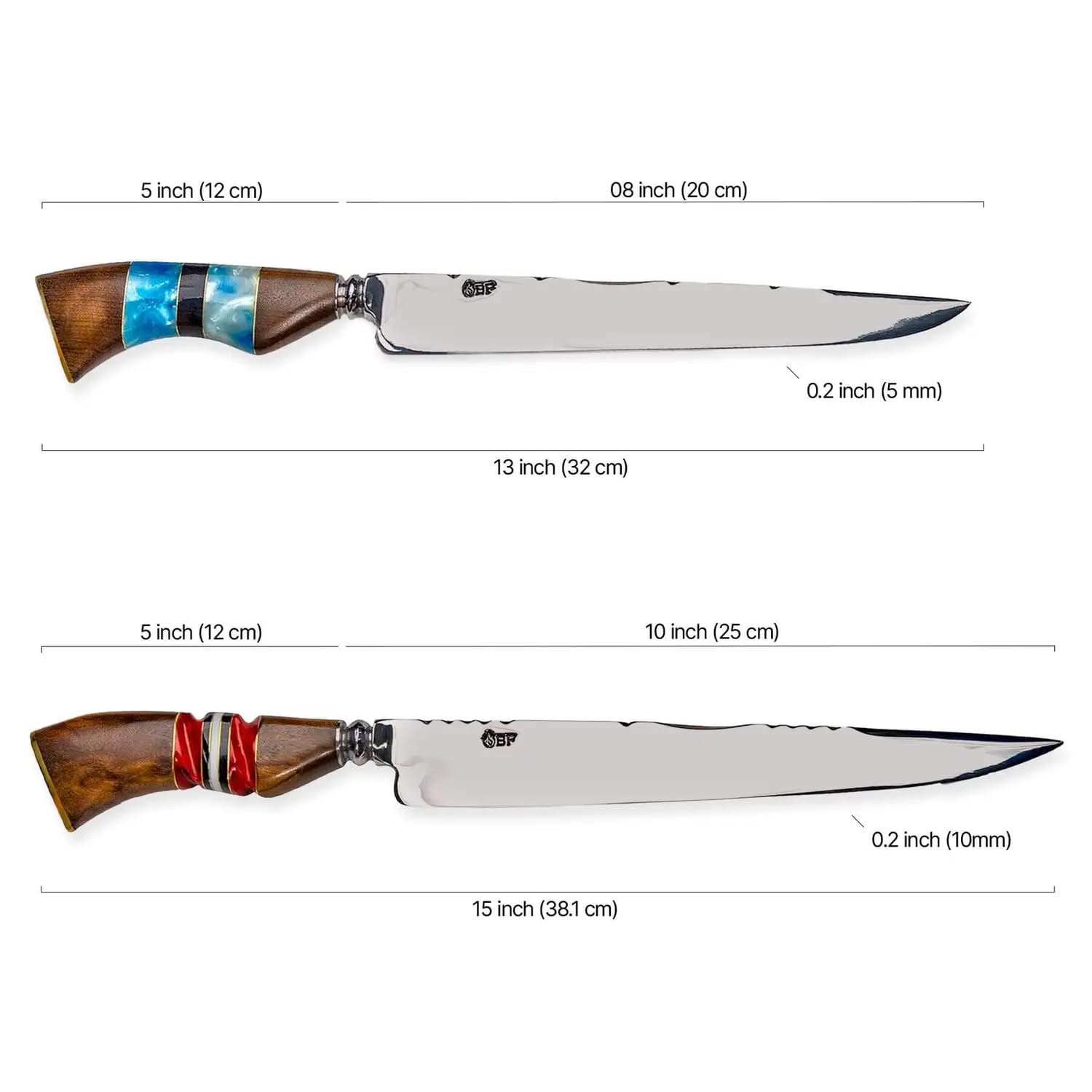 Premium 10-inch Stainless Steel Kitchen Knife - Blue Polished Blade for Professional Chefs & Home Cooking | Perfect for Slicing, Dicing & Meat Cutting