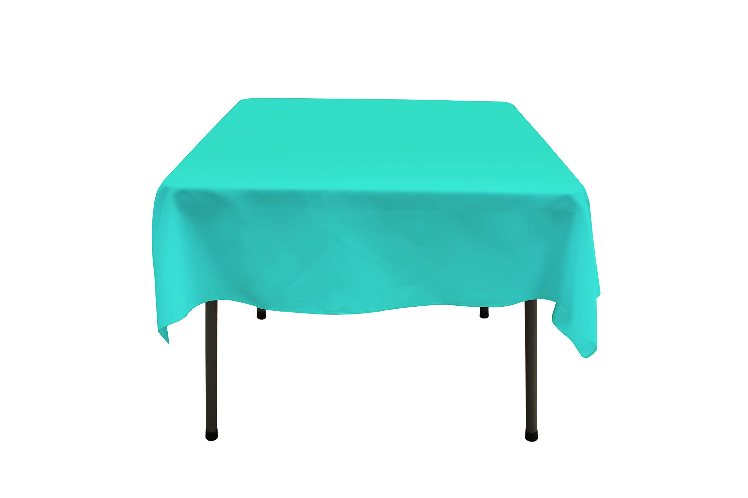 GEFEII 54x54 Inch Square Tablecloth - Solid Polyester Table Cover for Wedding, Party, Restaurant, Banquet, Dining, Buffet & Picnic - Wrinkle & Stain Resistant - Turquoise - Perfect for Indoor & Outdoor Decorations