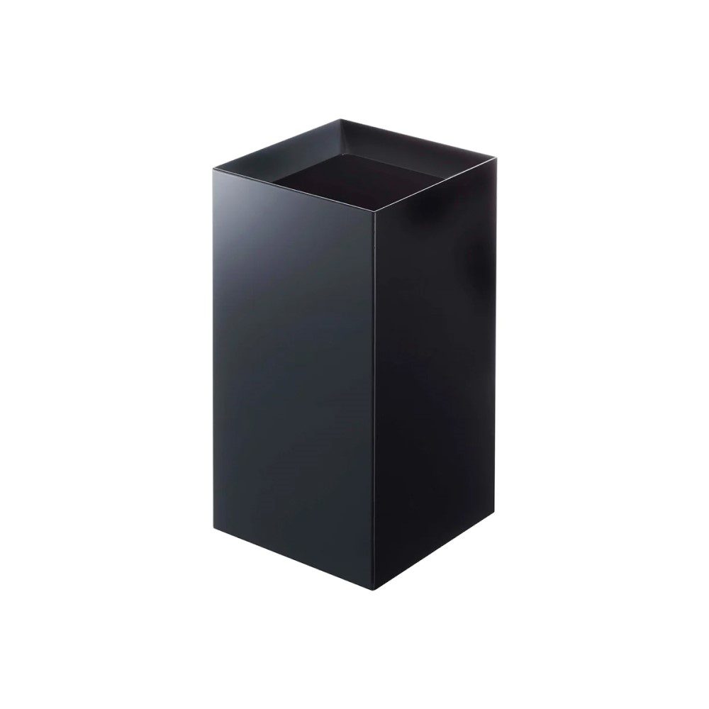 YAMAZAKI Tower Square Trash Can - 13 Inch Stainless Steel Small Waste Bin for Kitchen, Bathroom, Office - Modern Black Garbage Can with Lid (33cm Height) - Perfect for Small Spaces & Home Organization
